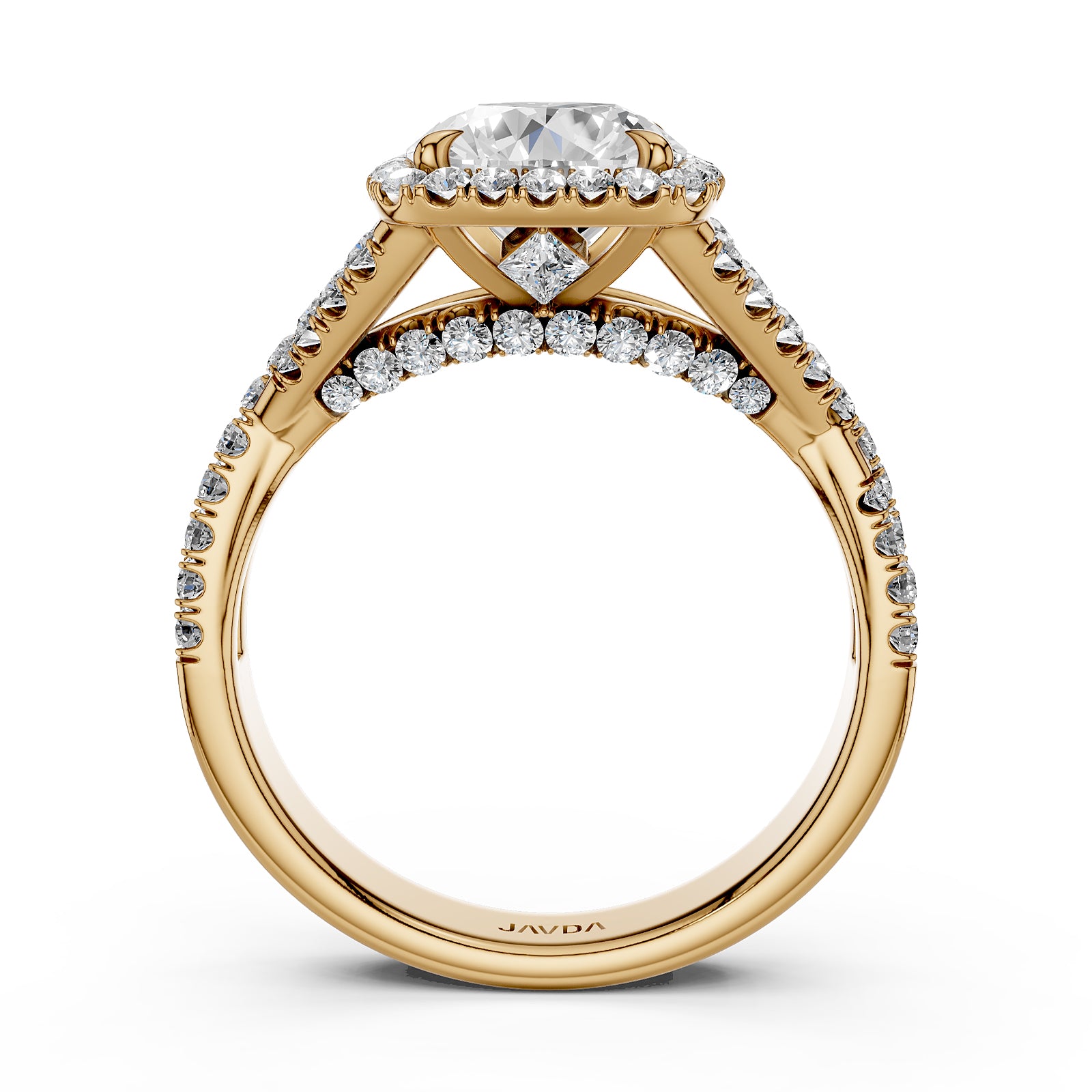 Halo U Cut Prong Set Round Lab Grown Diamond Engagement Ring IGI Certified 2.60 Ctw.