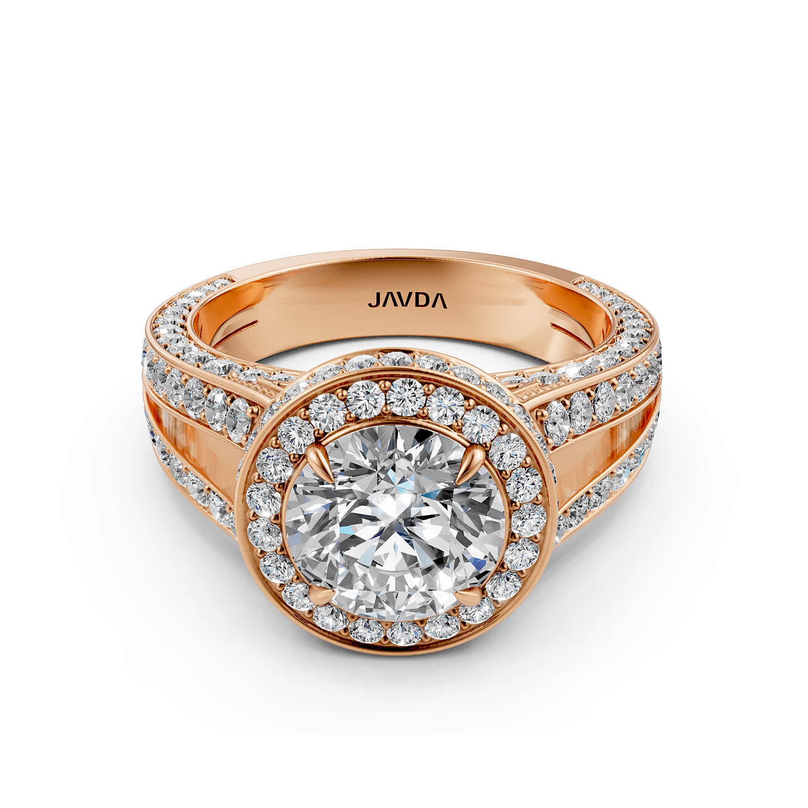 Halo Pave Set Round Lab Grown Diamond Engagement Elegant Ring