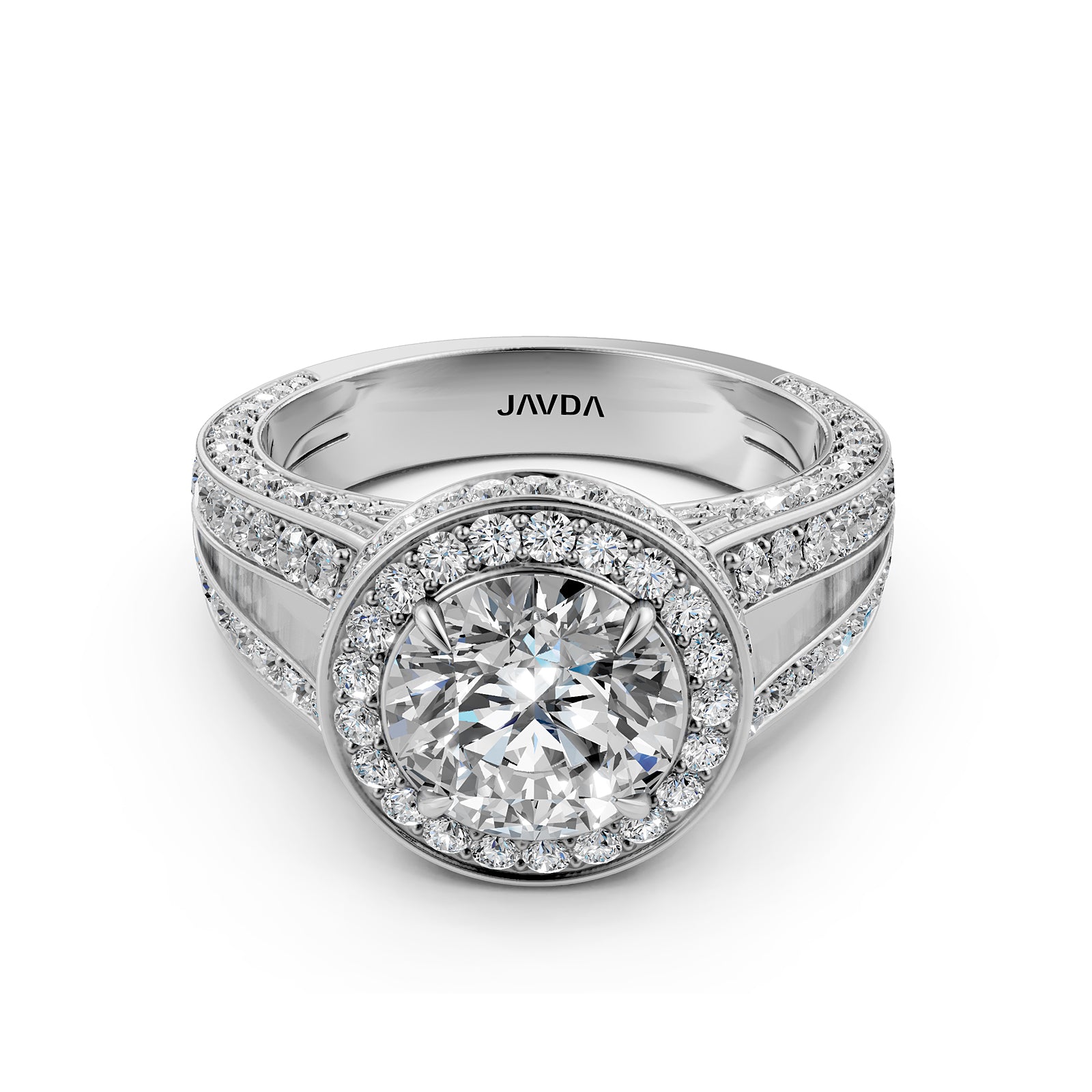 Halo Pave Set Round Lab Grown Diamond Engagement Elegant Ring
