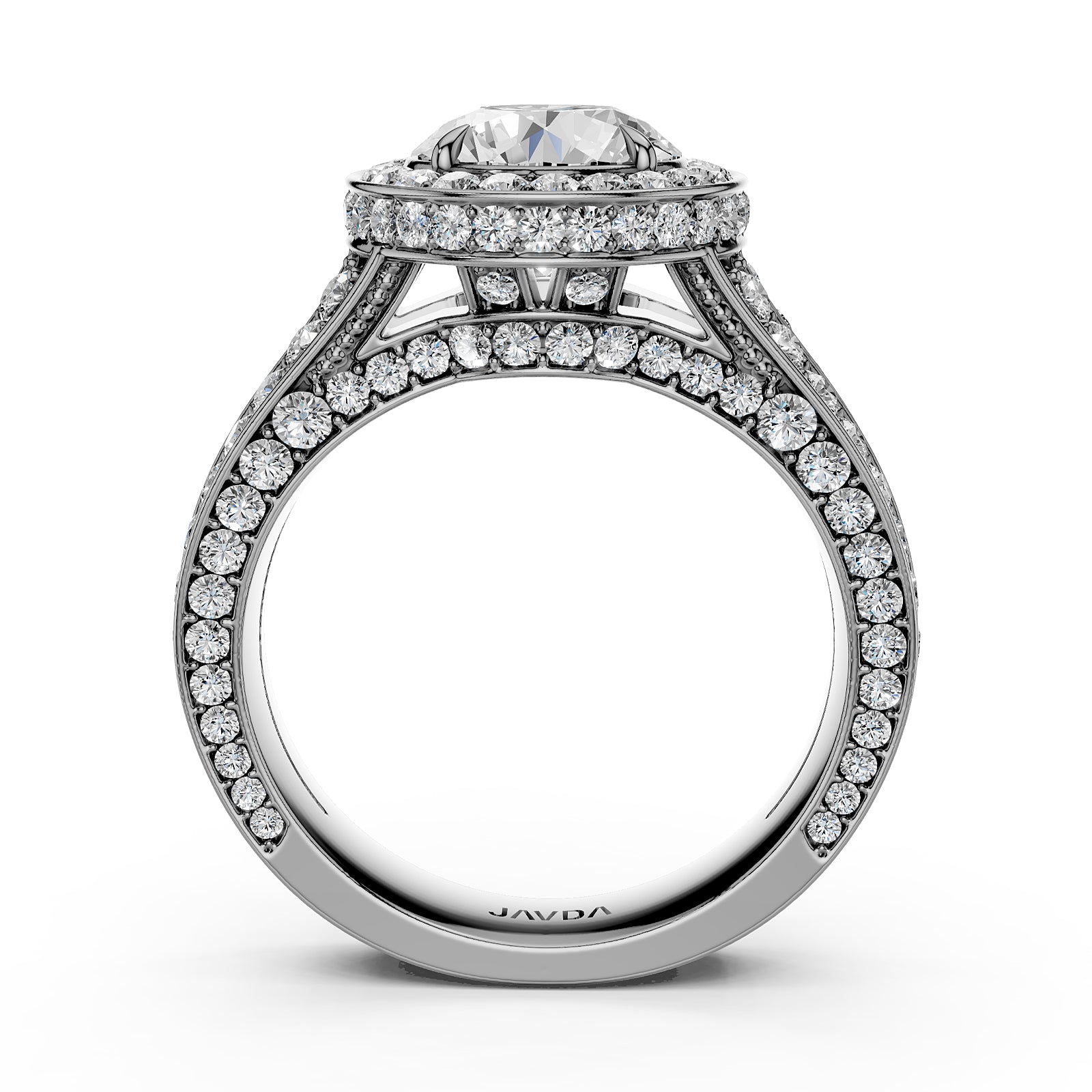 Halo Pave Set Round Lab Grown Diamond Engagement Elegant Ring