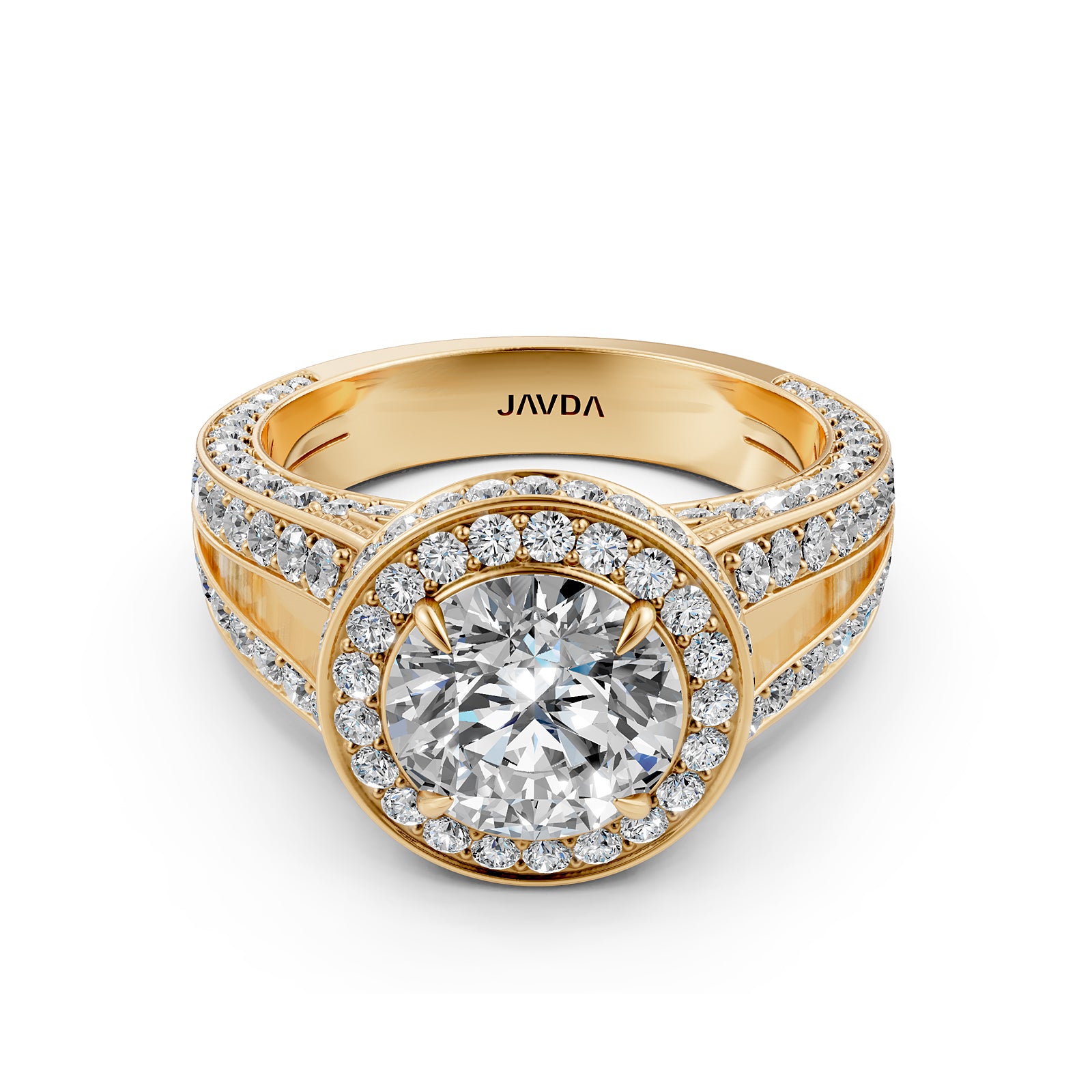 Halo Pave Set Round Lab Grown Diamond Engagement Elegant Ring