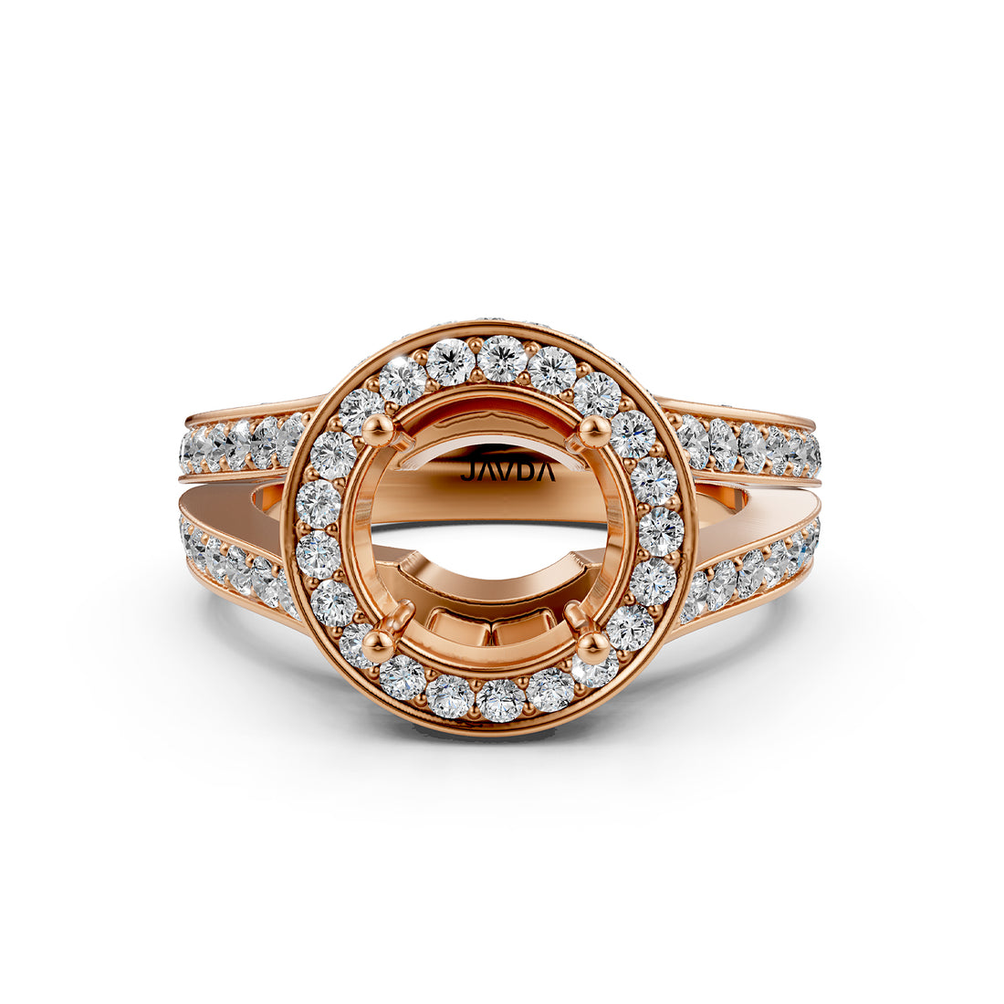 Halo Pave Set Round Lab Grown Diamond Engagement Round Semi Mount Elegant Ring 1.5 Ct with High-Quality Diamond