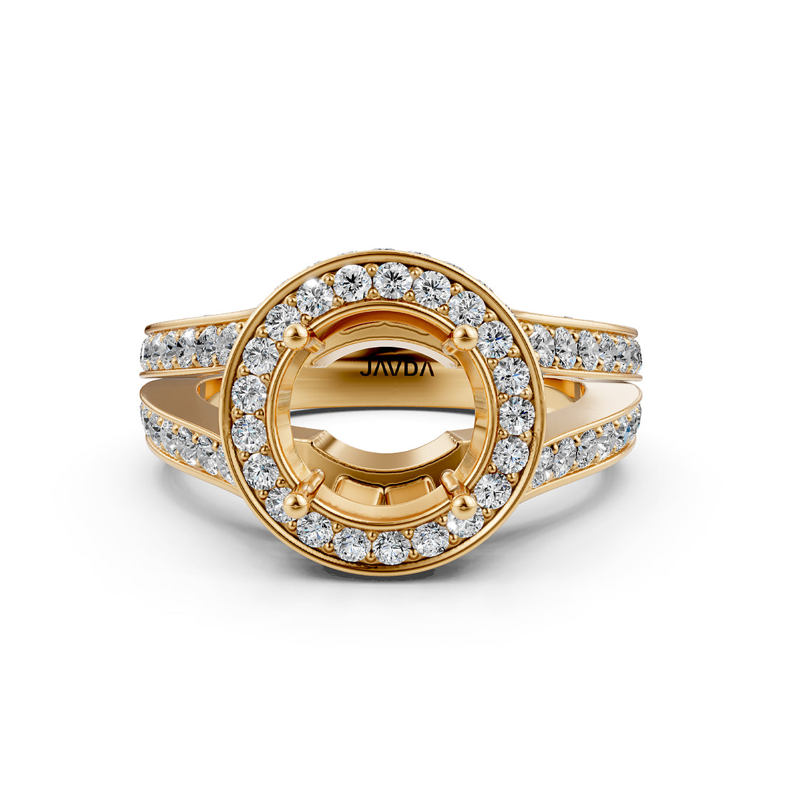 Halo Pave Set Round Lab Grown Diamond Engagement Round Semi Mount Elegant Ring 1.5 Ct with High-Quality Diamond