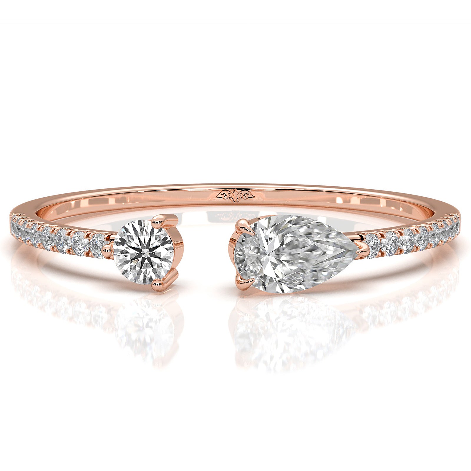 Stackable Open Fashion Pear and Round Lab Diamond Ring 0.28ctw.