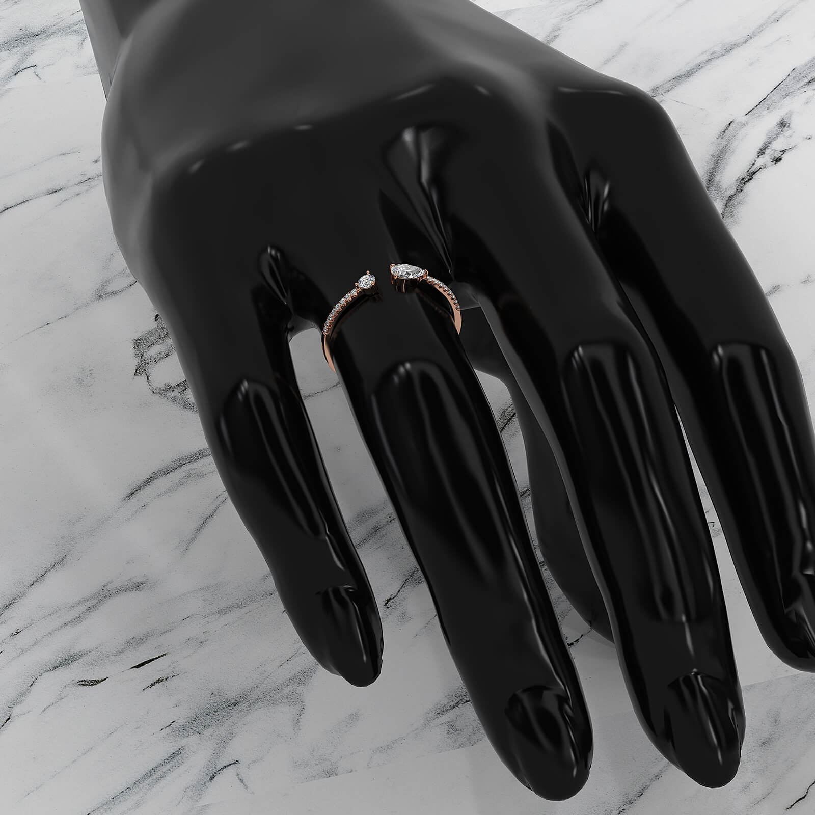 Stackable Open Fashion Pear and Round Lab Diamond Ring 0.28ctw.