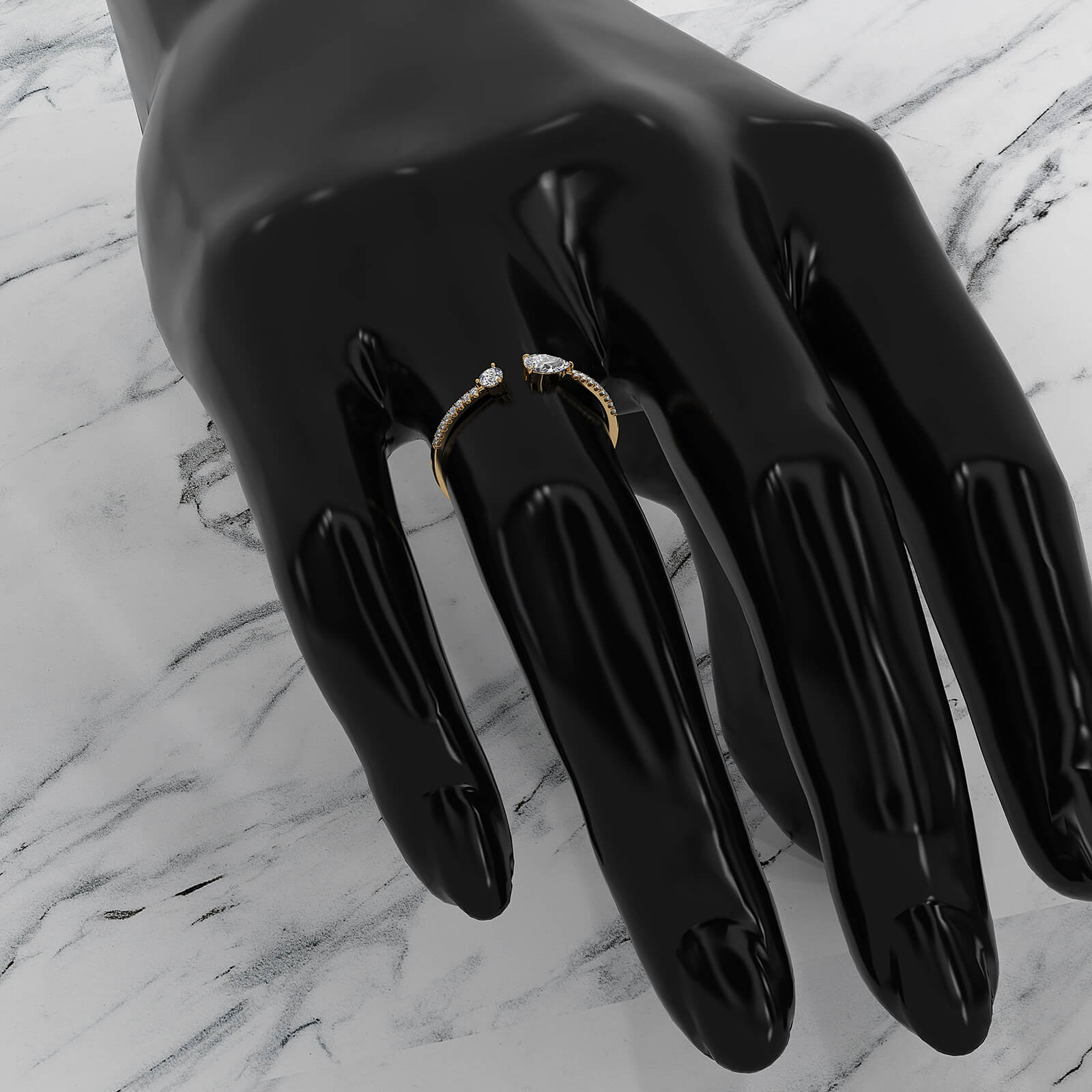 Stackable Open Fashion Pear and Round Lab Diamond Ring 0.28ctw.