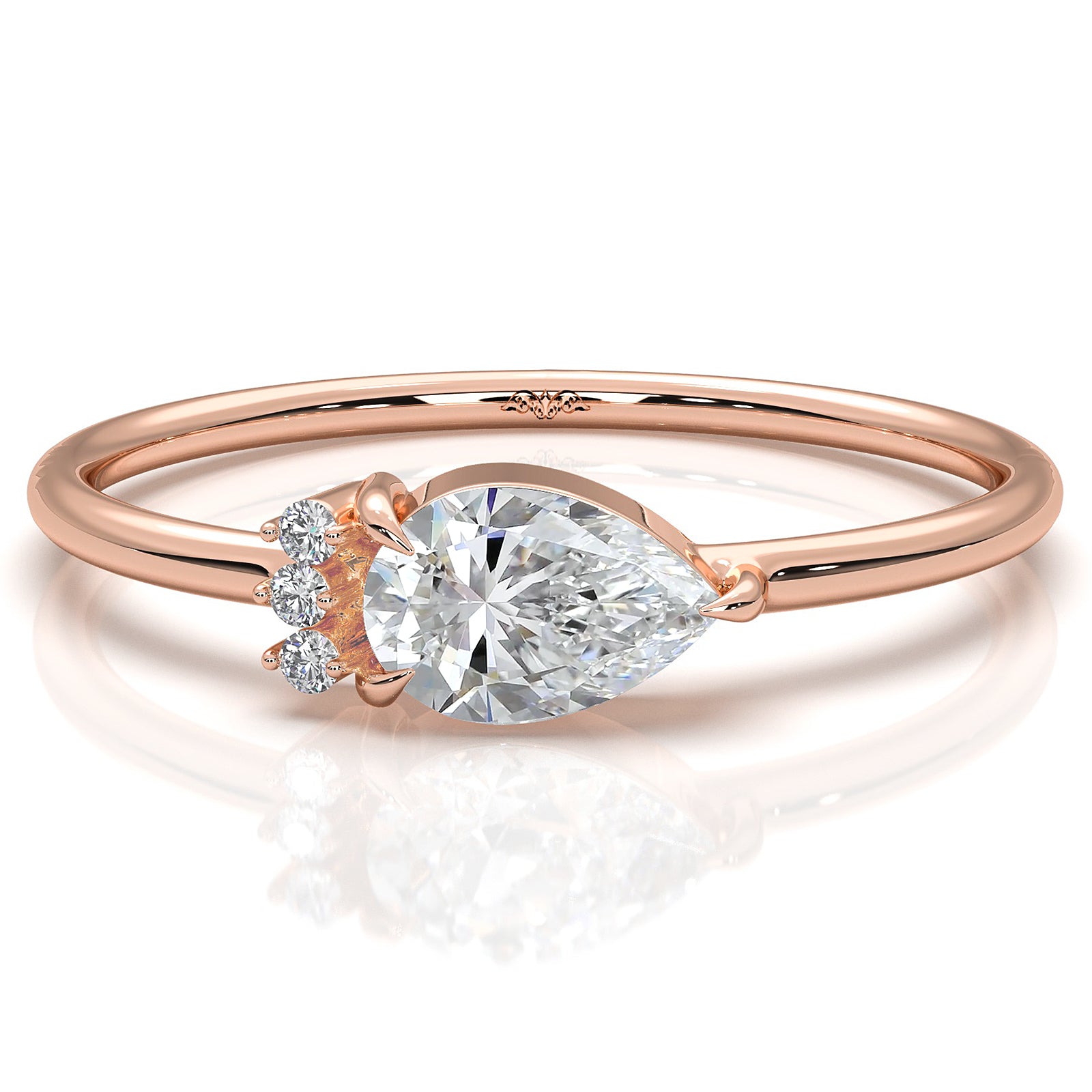 Snow Owl Mini Cluster Pear Lab Diamond Fashion Ring 0.37ctw.