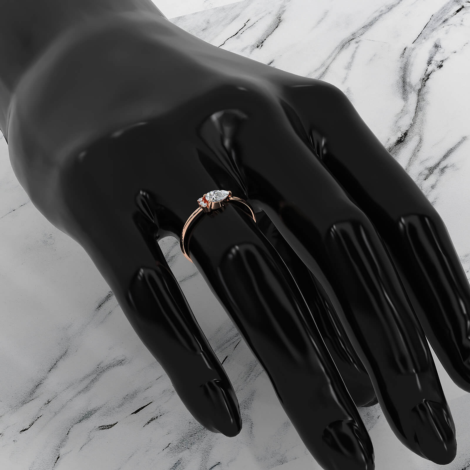 Snow Owl Mini Cluster Pear Lab Diamond Fashion Ring 0.37ctw.