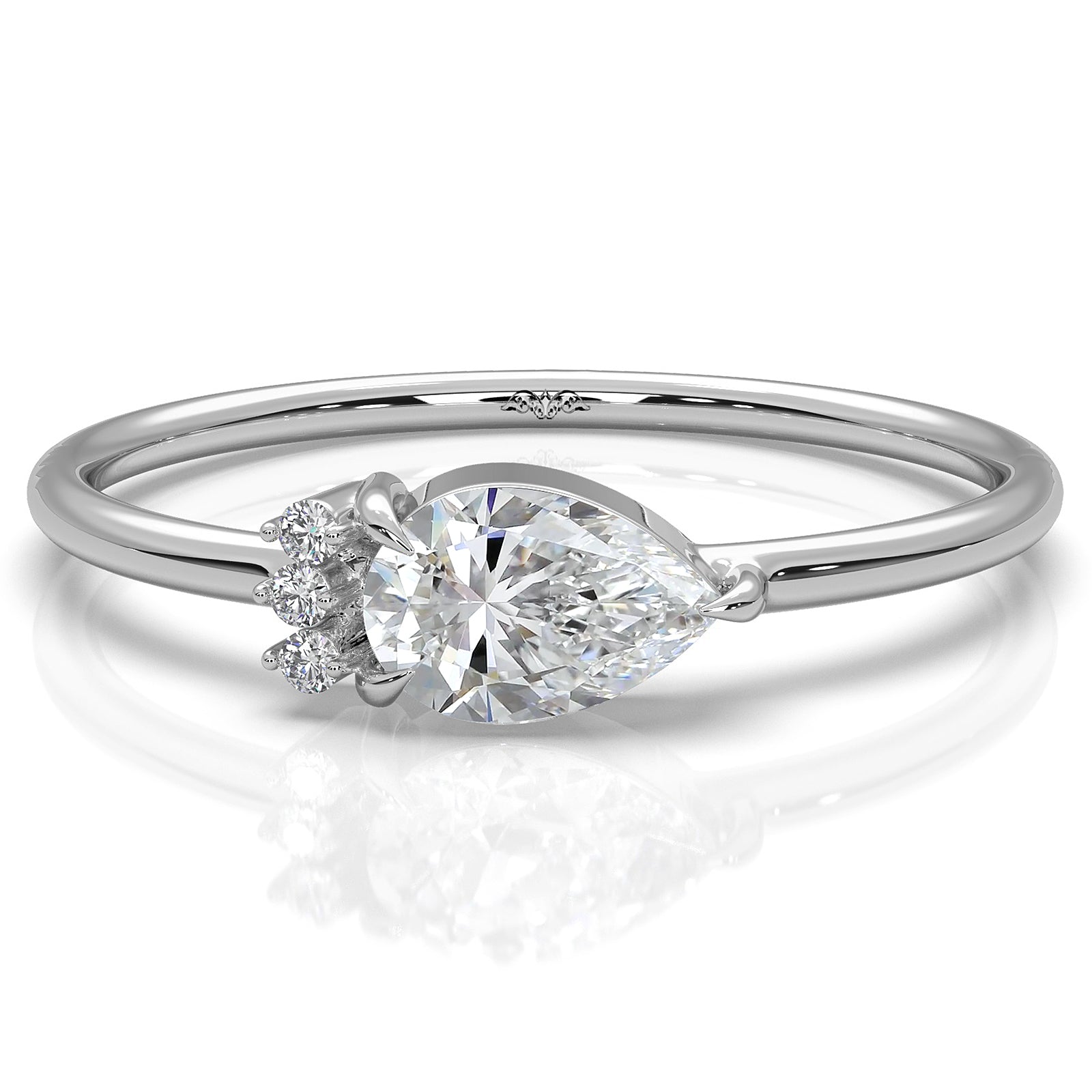 Snow Owl Mini Cluster Pear Lab Diamond Fashion Ring 0.37ctw.