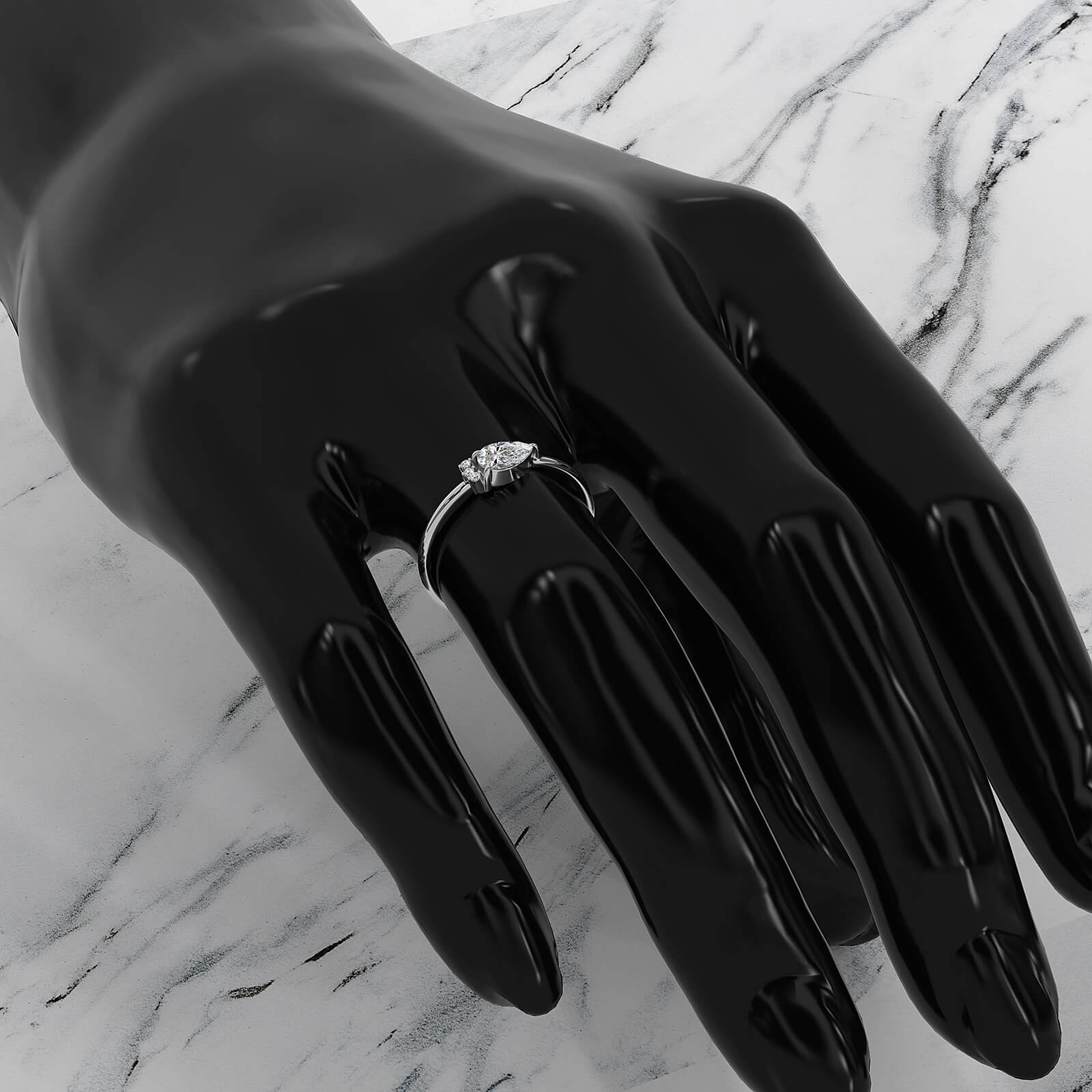 Snow Owl Mini Cluster Pear Lab Diamond Fashion Ring 0.37ctw.