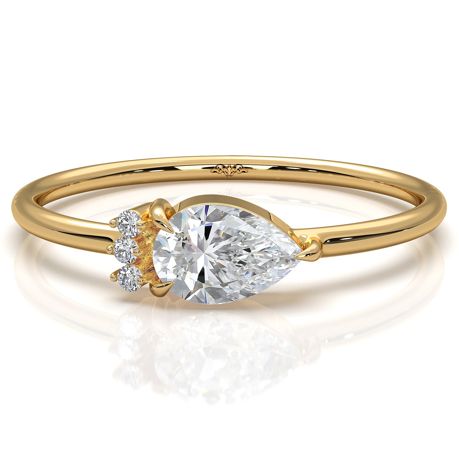 Snow Owl Mini Cluster Pear Lab Diamond Fashion Ring 0.37ctw.