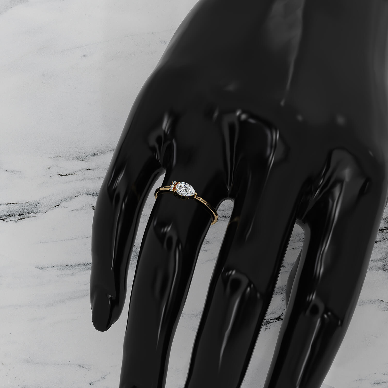 Snow Owl Mini Cluster Pear Lab Diamond Fashion Ring 0.37ctw.