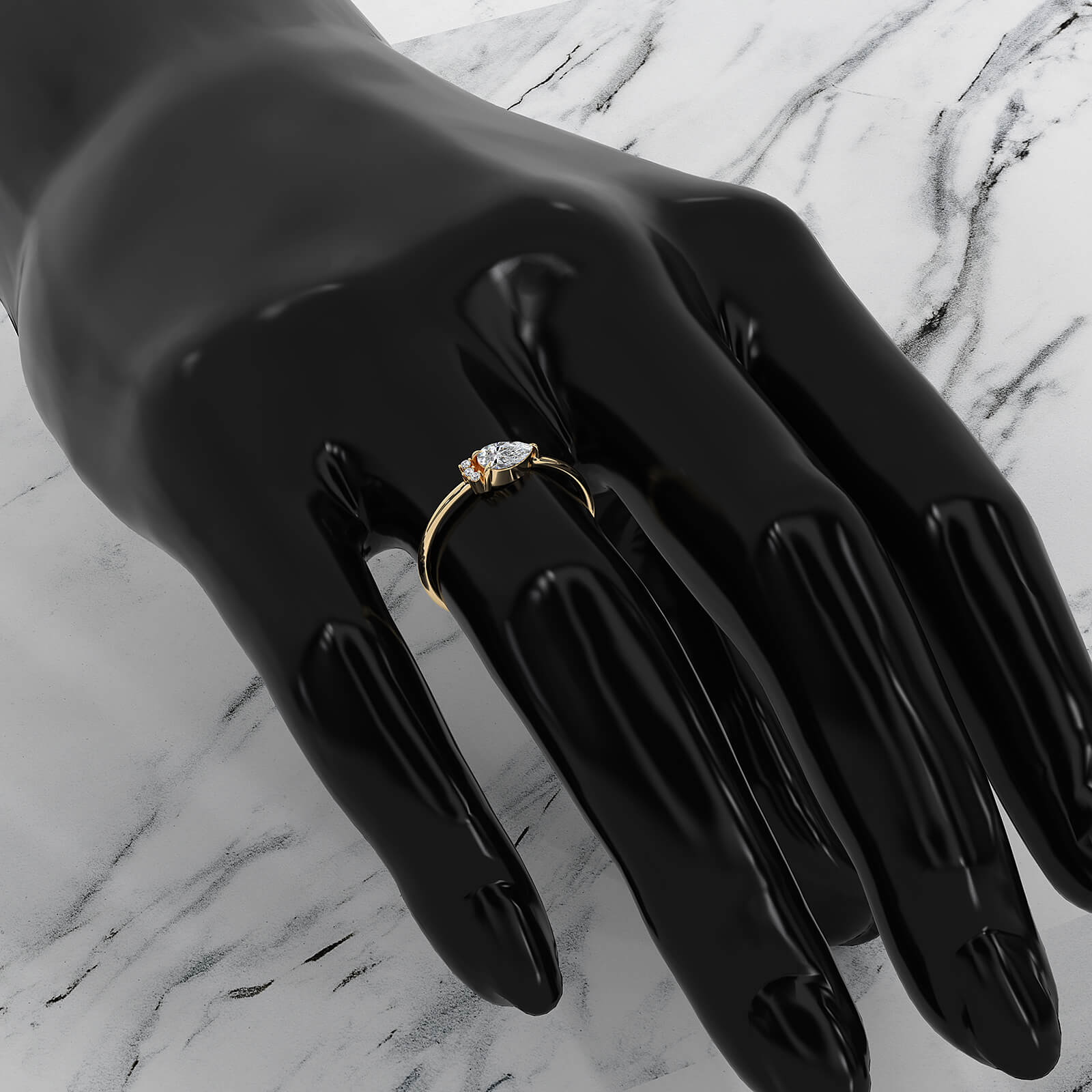 Snow Owl Mini Cluster Pear Lab Diamond Fashion Ring 0.37ctw.