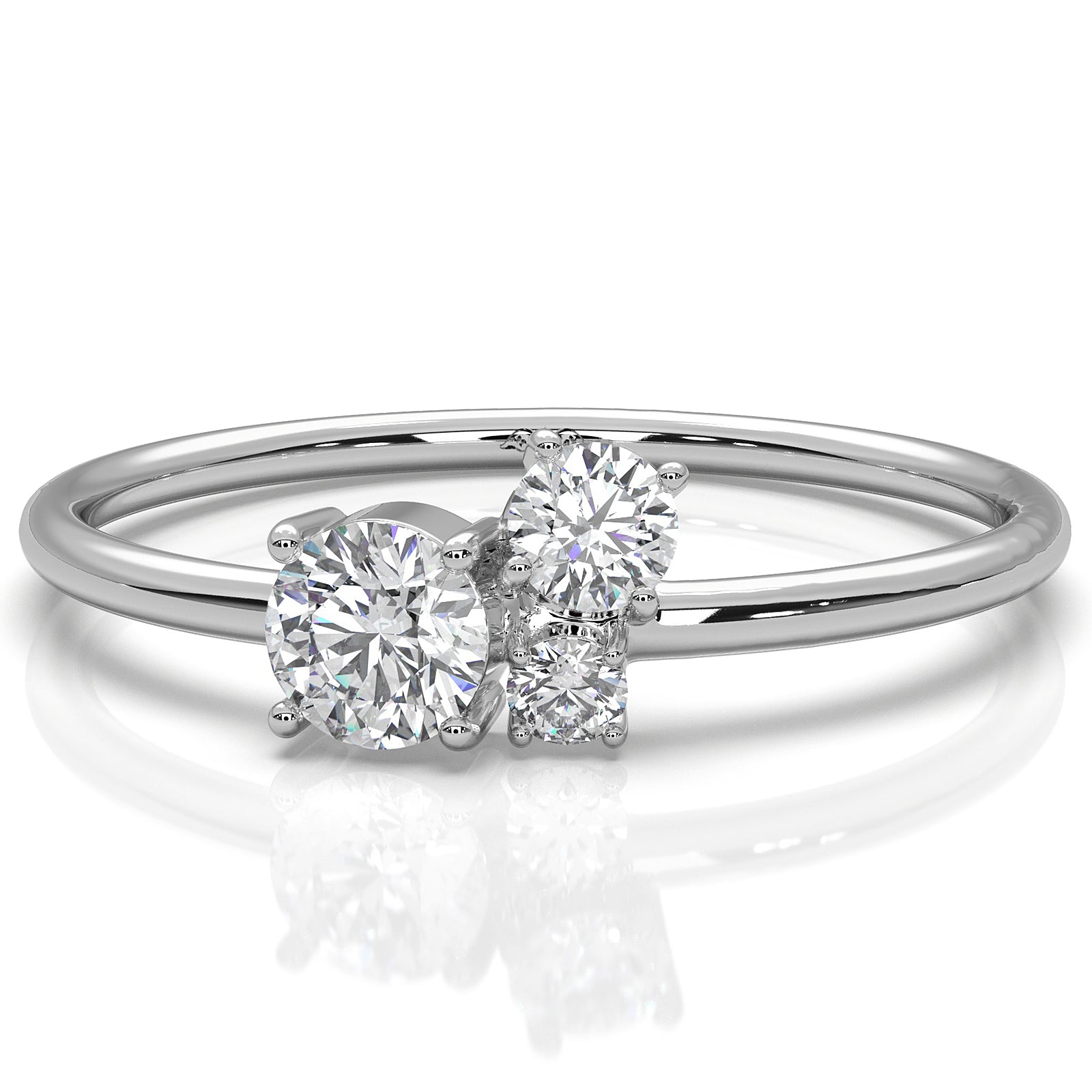 3 Stone Cluster Slim Round Lab Diamond Fashion Ring 0.15ctw.