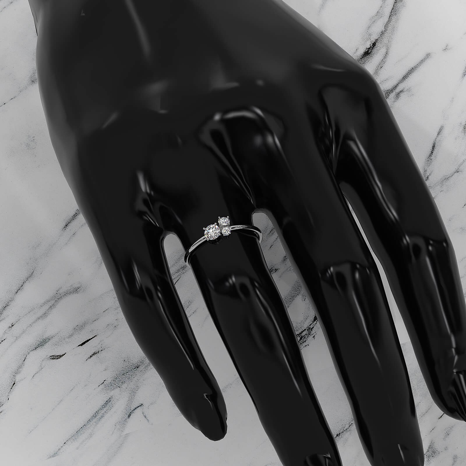 3 Stone Cluster Slim Round Lab Diamond Fashion Ring 0.15ctw.