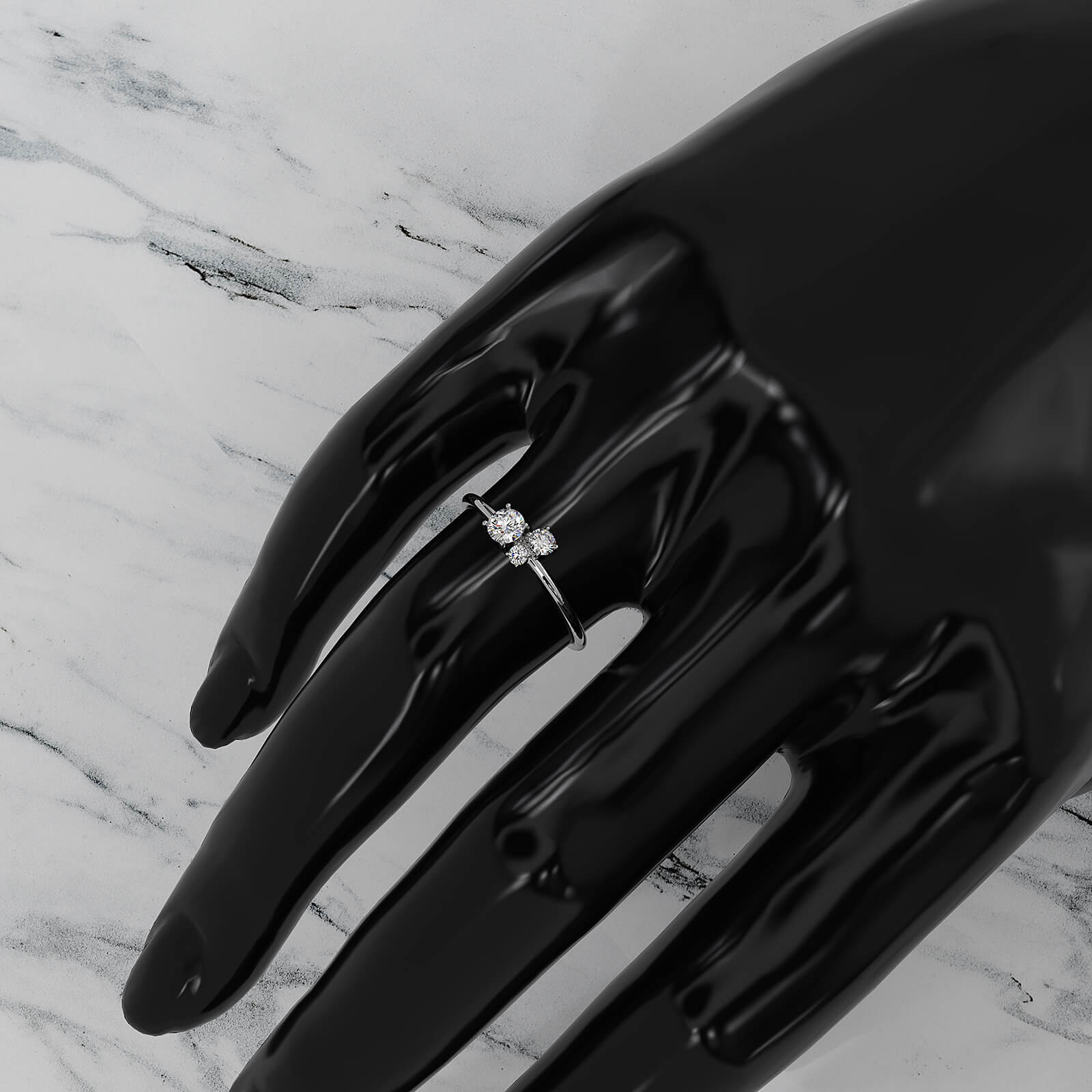 3 Stone Cluster Slim Round Lab Diamond Fashion Ring 0.15ctw.