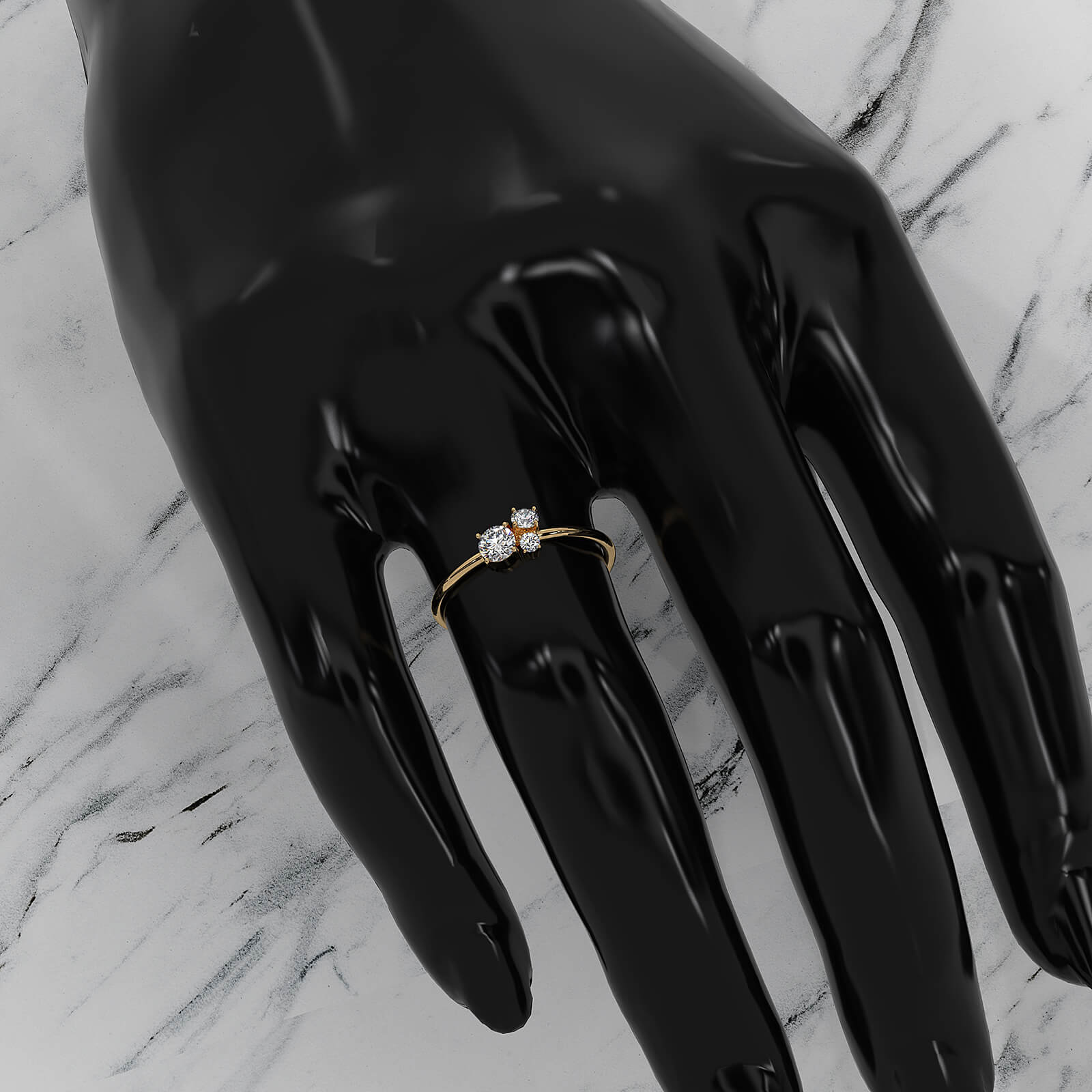 3 Stone Cluster Slim Round Lab Diamond Fashion Ring 0.15ctw.