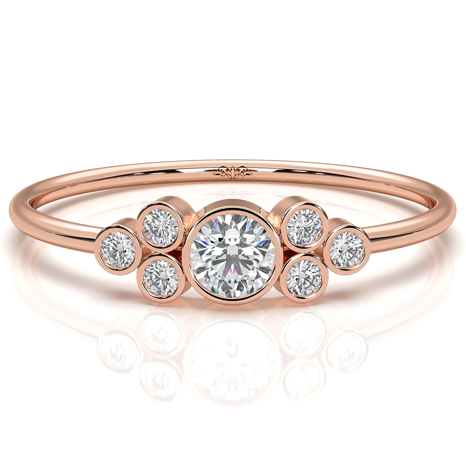 Stackable Bezel Cluster Round Lab Diamond Anniversary Ring 0.18ctw.