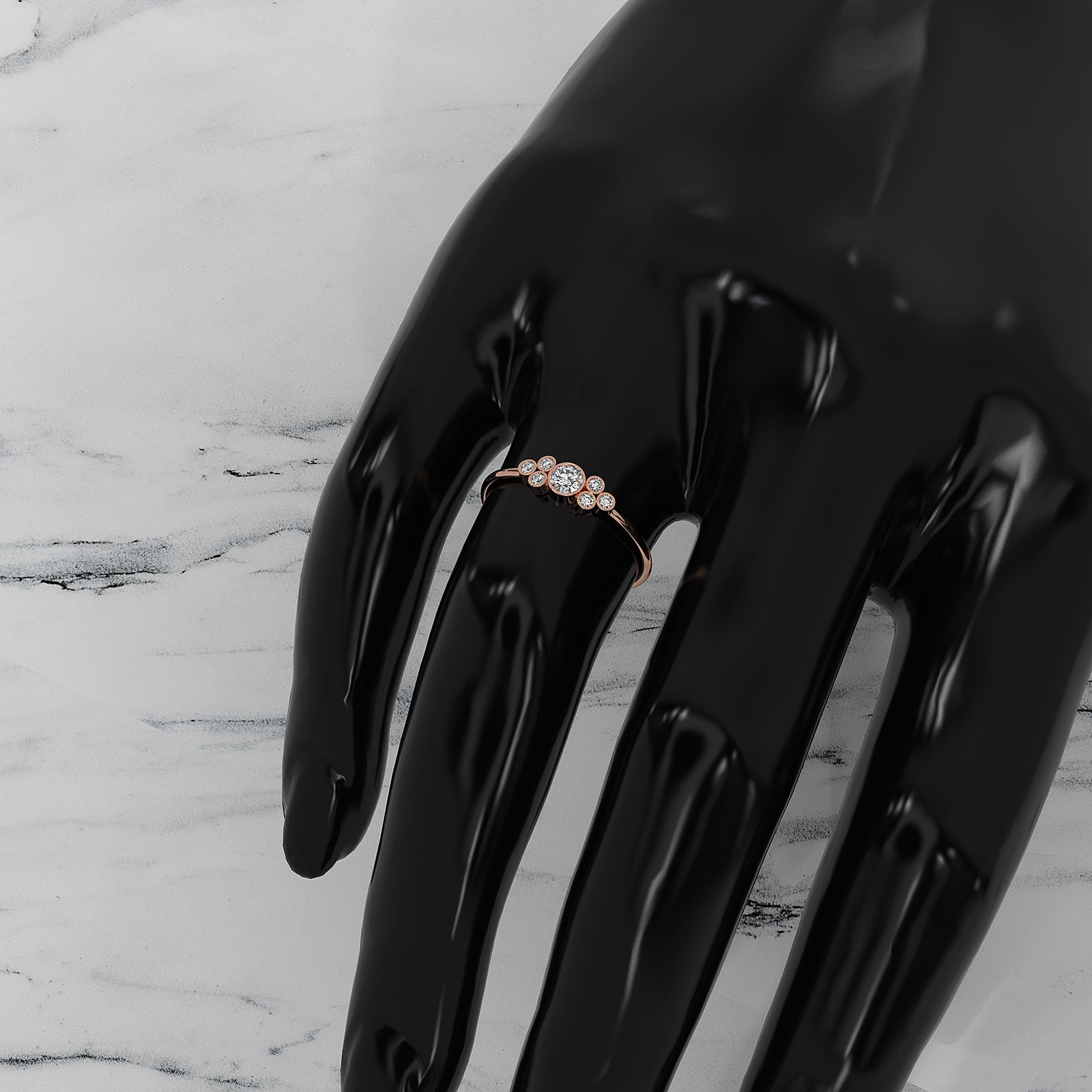 Stackable Bezel Cluster Round Lab Diamond Anniversary Ring 0.18ctw.