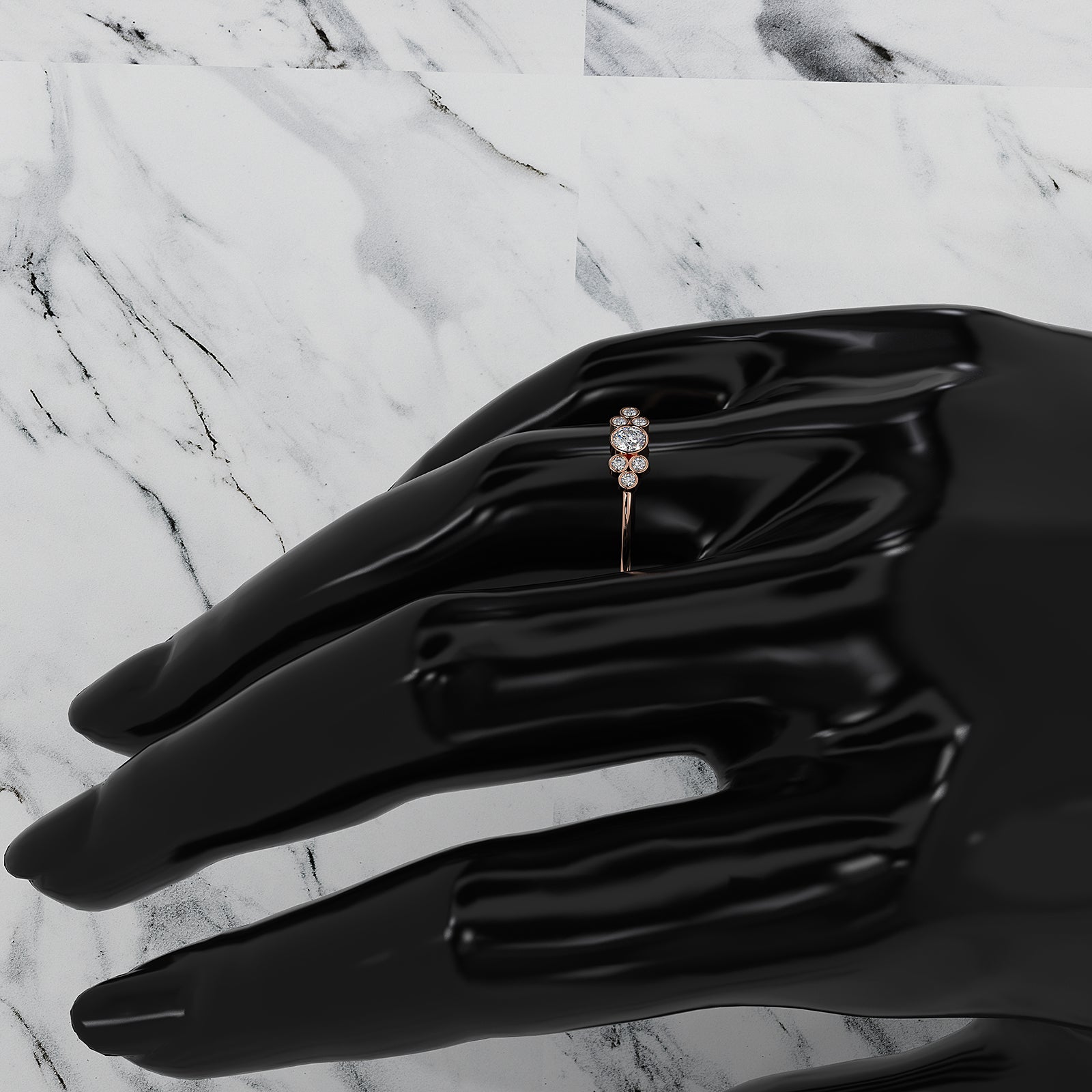 Stackable Bezel Cluster Round Lab Diamond Anniversary Ring 0.18ctw.