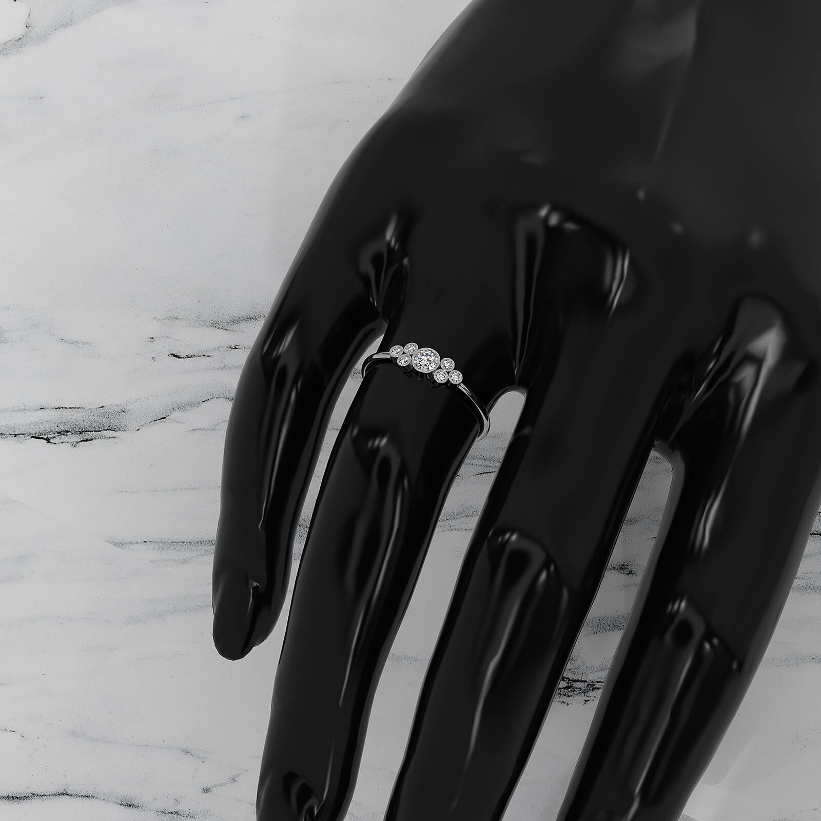 Stackable Bezel Cluster Round Lab Diamond Anniversary Ring 0.18ctw.