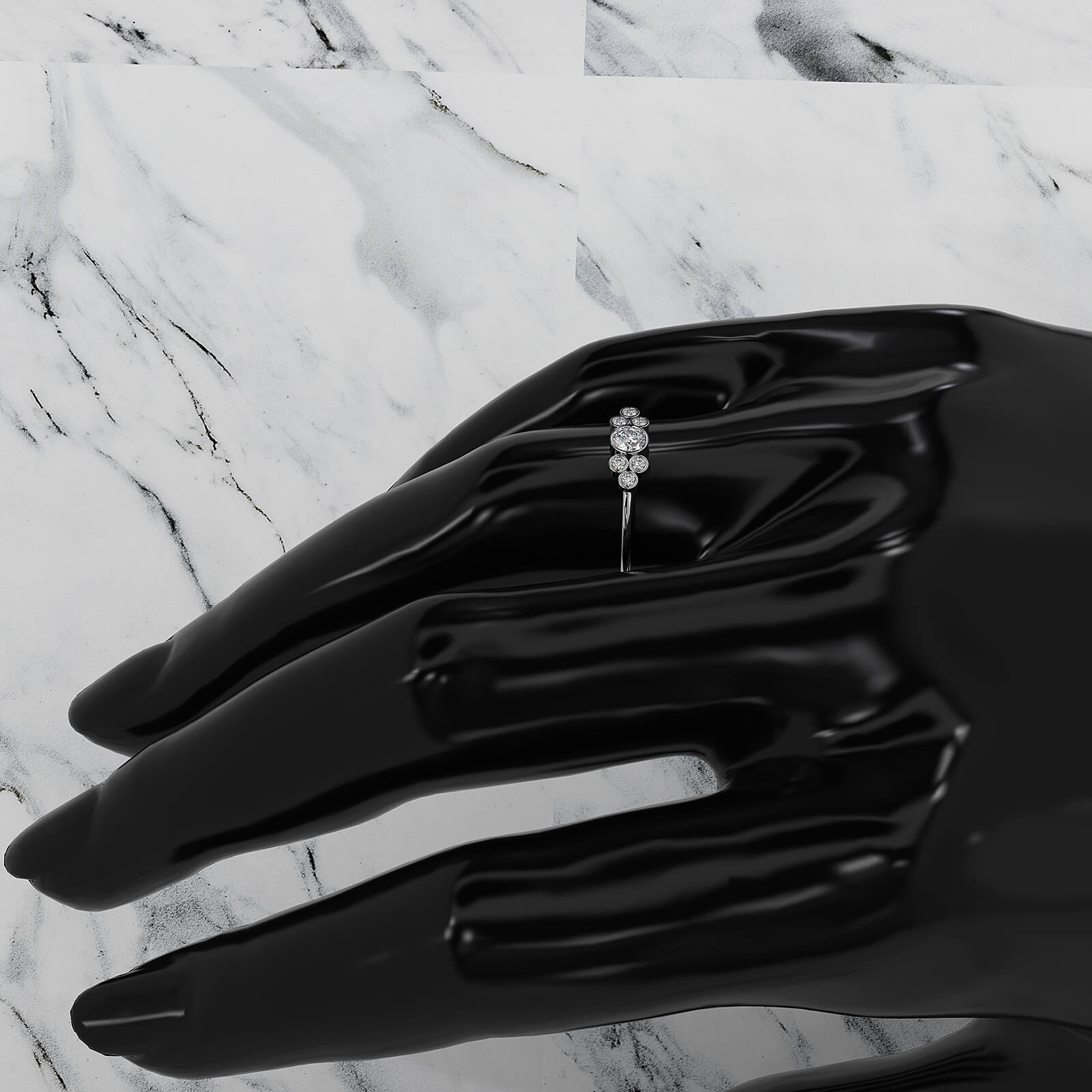 Stackable Bezel Cluster Round Lab Diamond Anniversary Ring 0.18ctw.