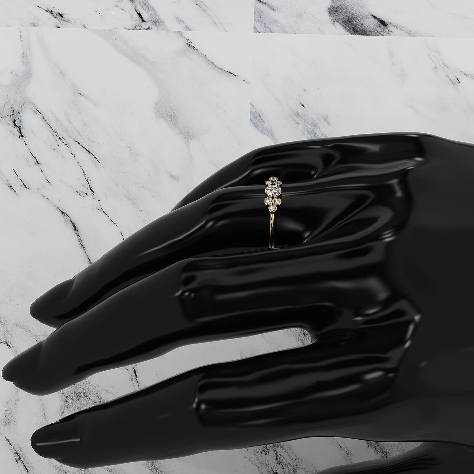 Stackable Bezel Cluster Round Lab Diamond Anniversary Ring 0.18ctw.