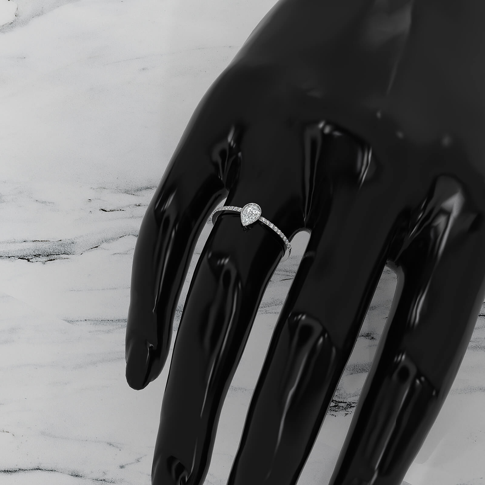 Minimal Stackable Pear Bezel Set Lab Diamond Fashion Ring 0.9ctw.