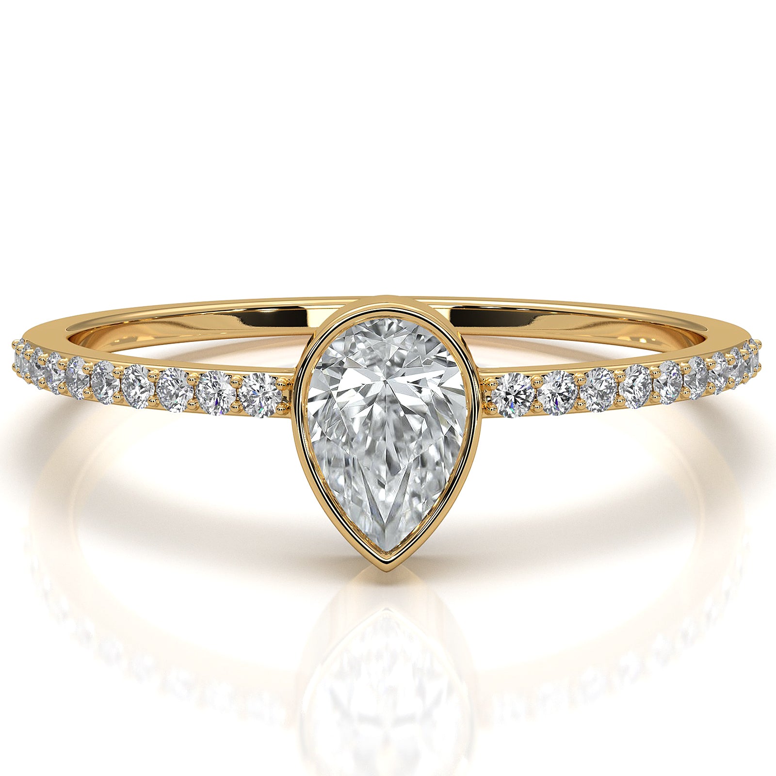 Minimal Stackable Pear Bezel Set Lab Diamond Fashion Ring 0.9ctw.
