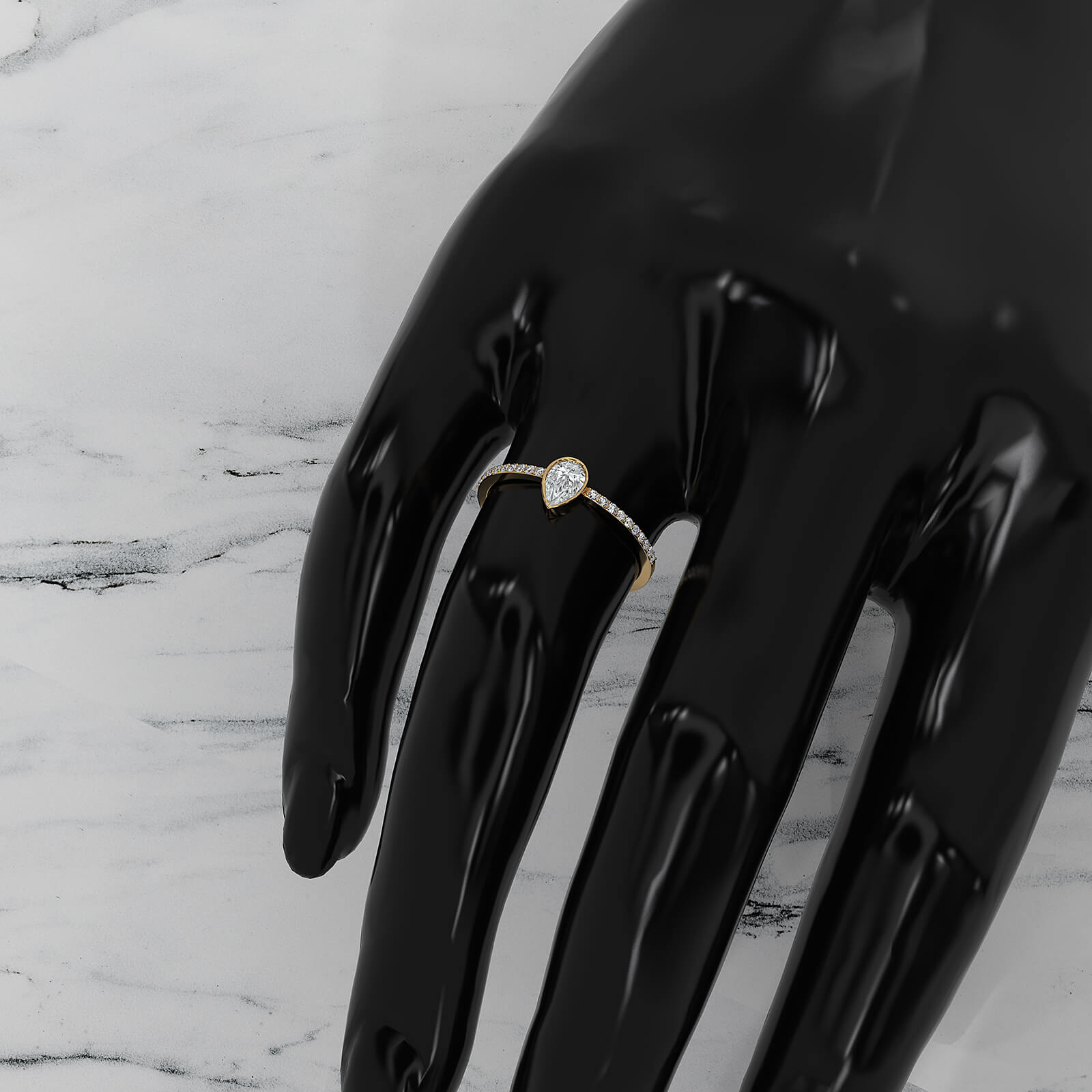 Minimal Stackable Pear Bezel Set Lab Diamond Fashion Ring 0.9ctw.