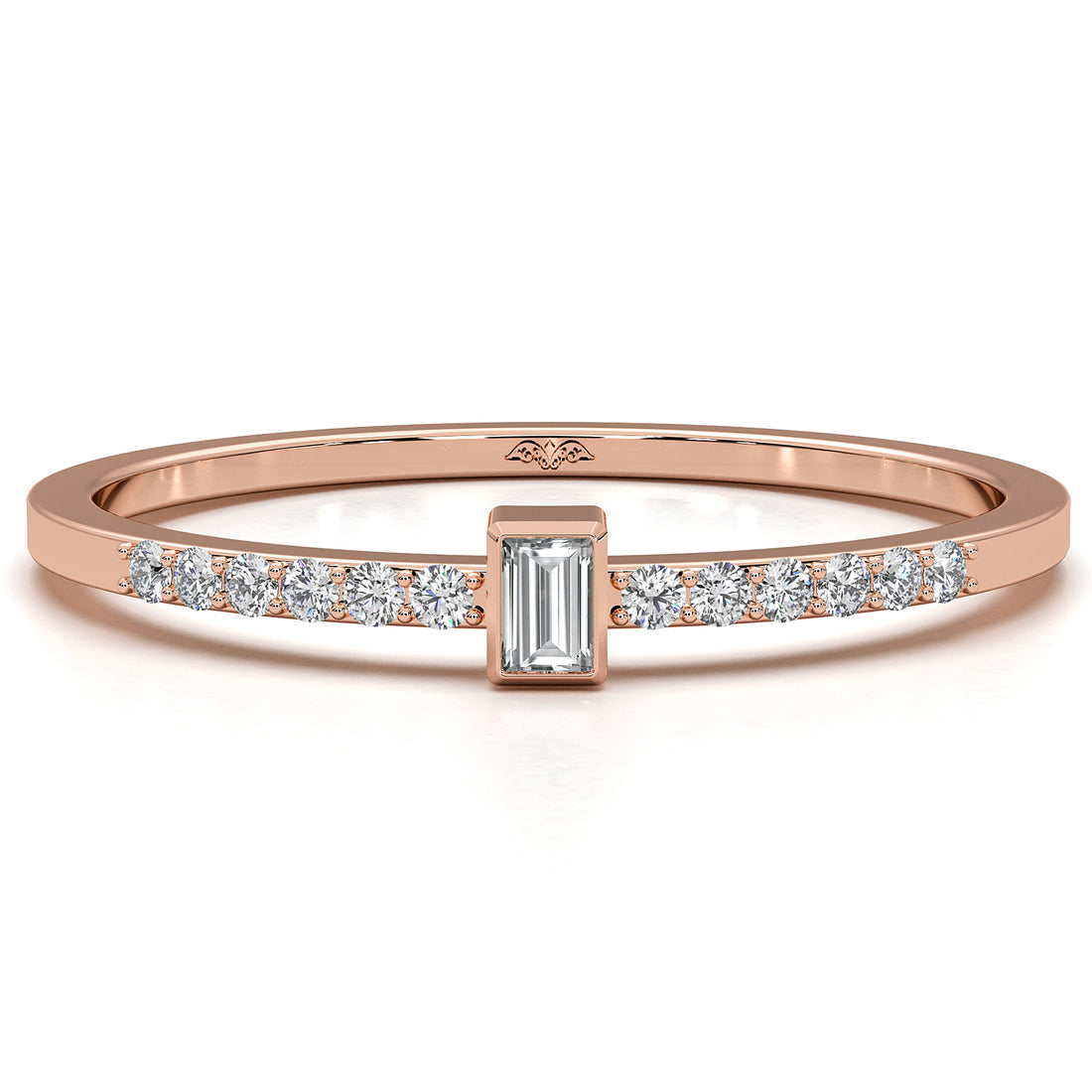 Minimalist Fashionable Baguette Bezel Set Lab Diamond Fashion Ring 0.08ctw.