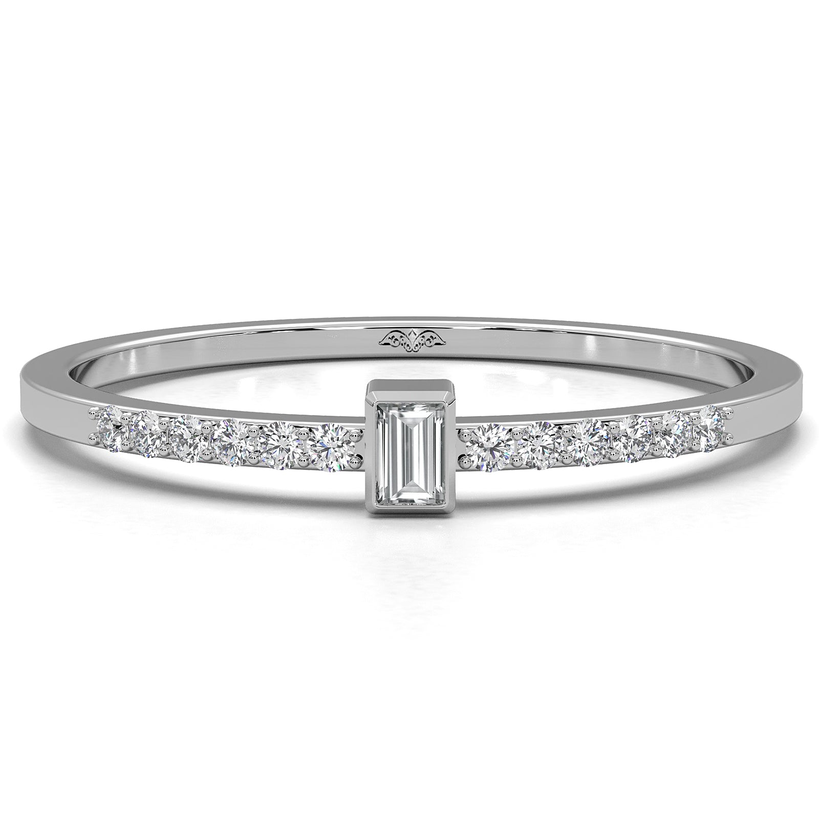 Minimalist Fashionable Baguette Bezel Set Lab Diamond Fashion Ring 0.08ctw.