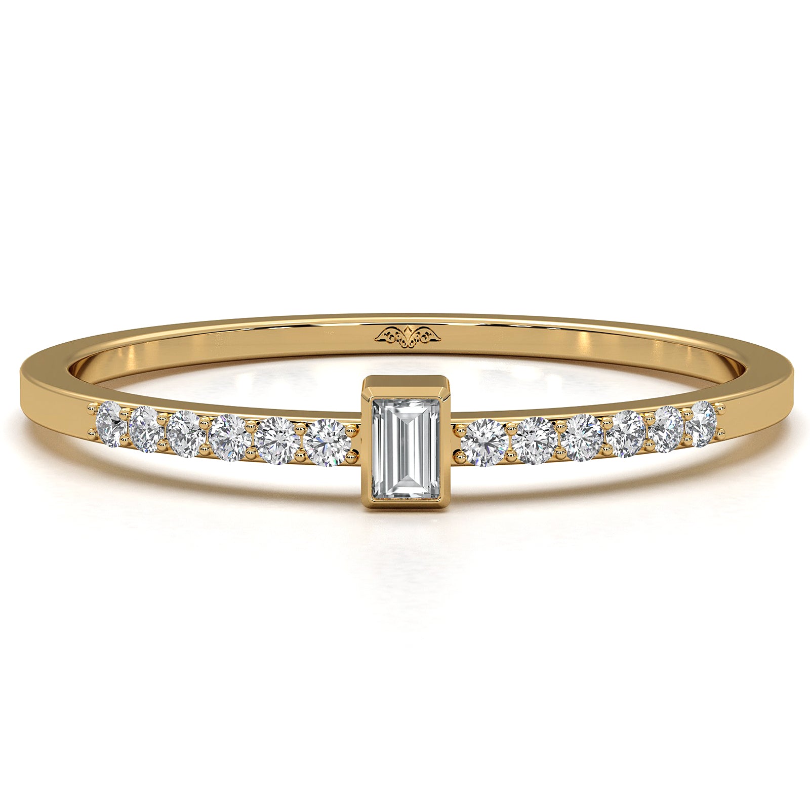 Minimalist Fashionable Baguette Bezel Set Lab Diamond Fashion Ring 0.08ctw.