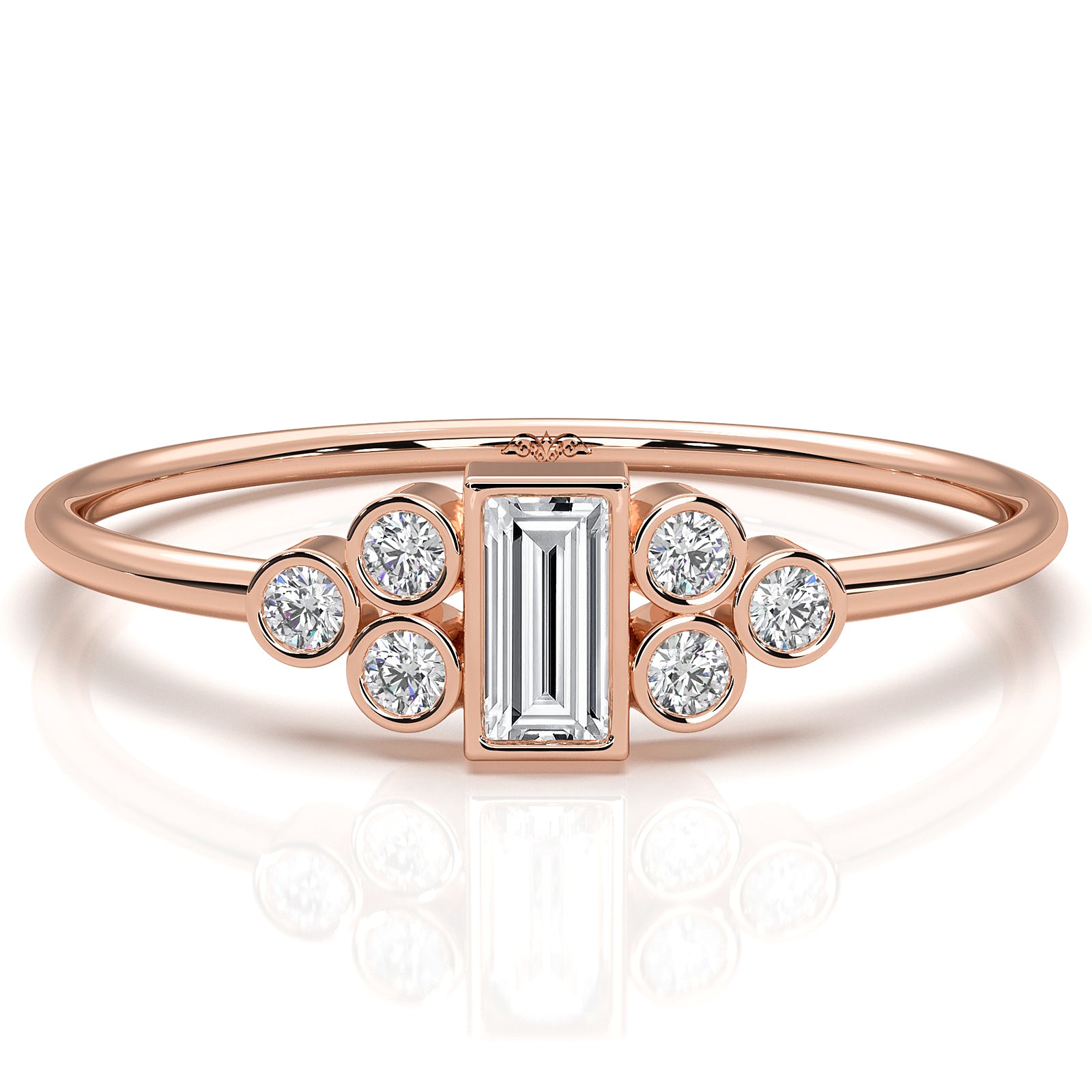 Cluster Bezel Baguette Round Lab Diamond Fashion Ring 0.27ctw.