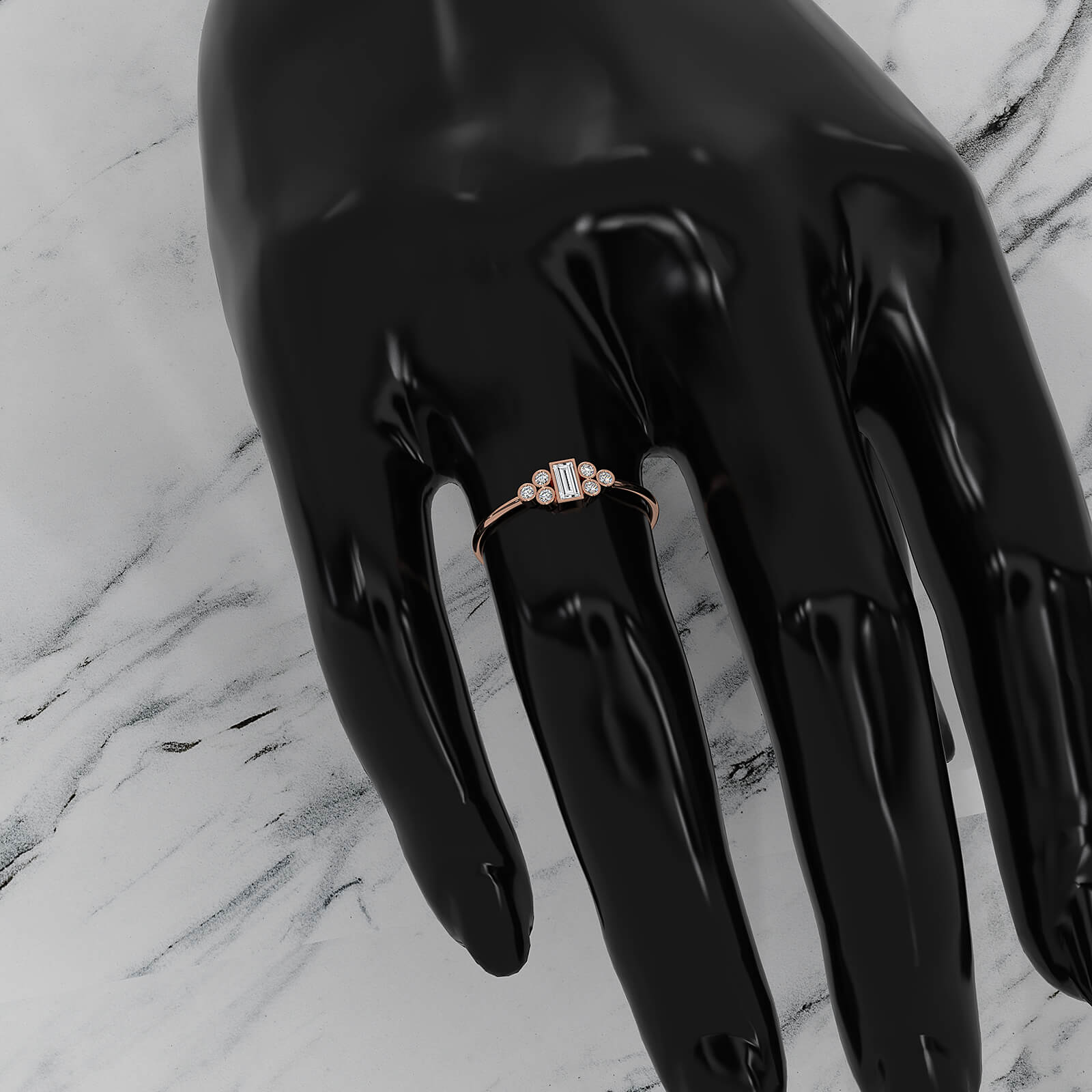 Cluster Bezel Baguette Round Lab Diamond Fashion Ring 0.27ctw.