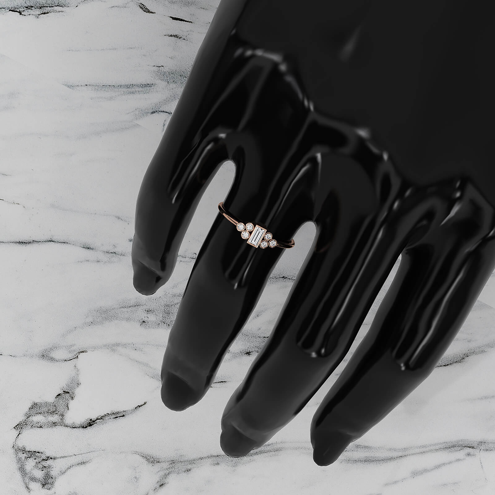 Cluster Bezel Baguette Round Lab Diamond Fashion Ring 0.27ctw.