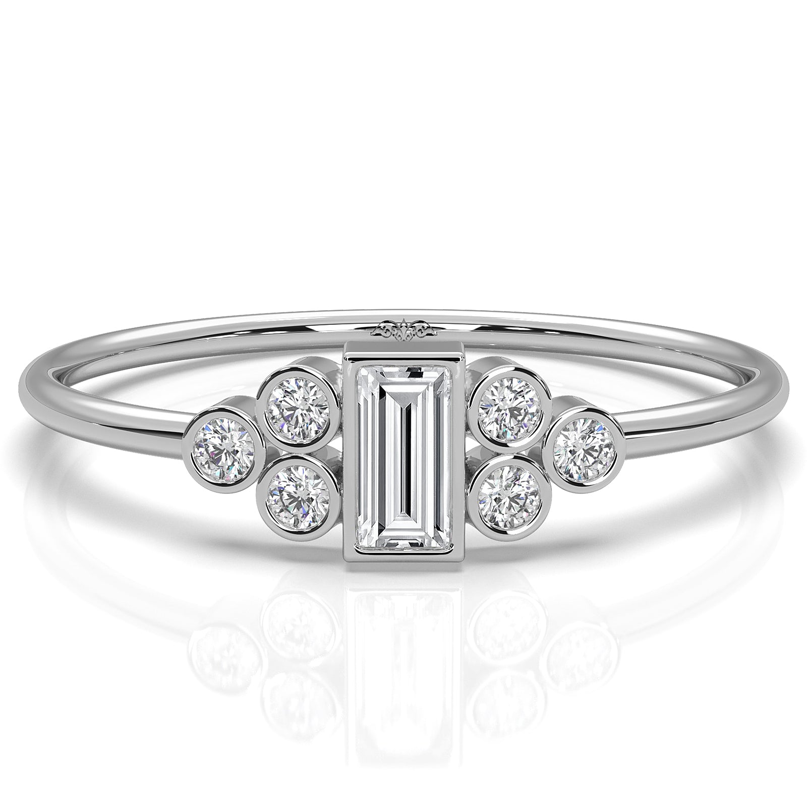 Cluster Bezel Baguette Round Lab Diamond Fashion Ring 0.27ctw.