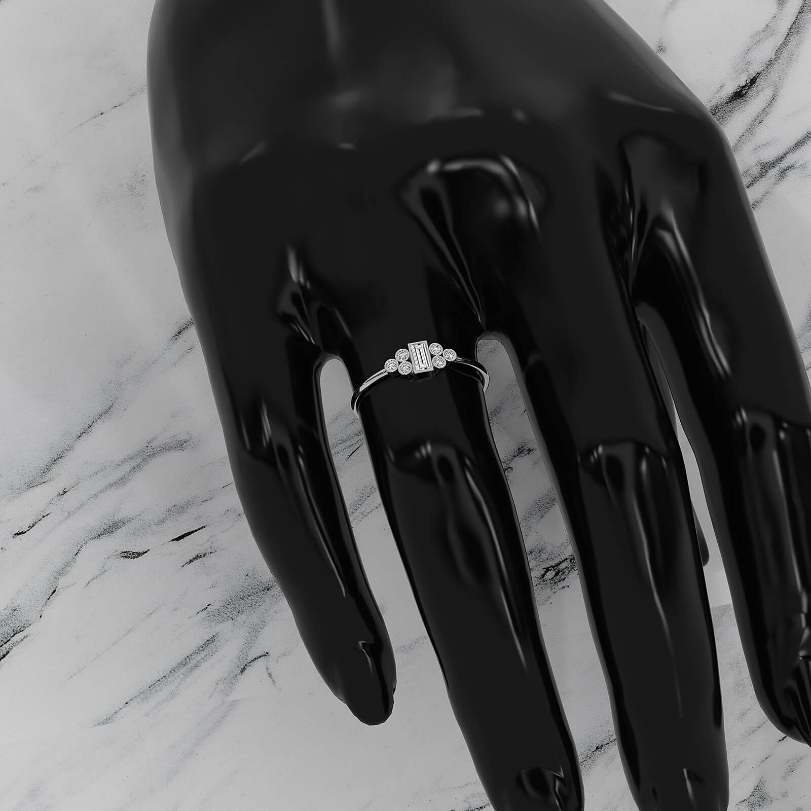 Cluster Bezel Baguette Round Lab Diamond Fashion Ring 0.27ctw.