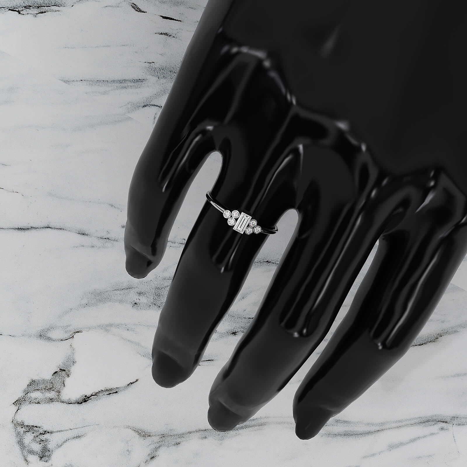 Cluster Bezel Baguette Round Lab Diamond Fashion Ring 0.27ctw.