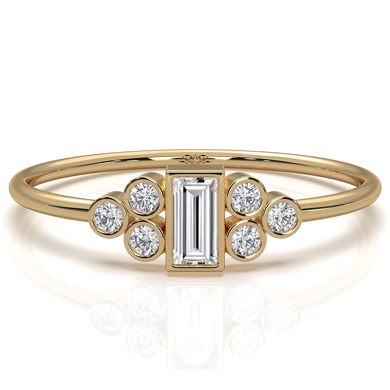 Cluster Bezel Baguette Round Lab Diamond Fashion Ring 0.27ctw.