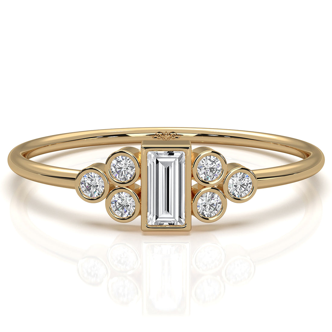 Cluster Bezel Baguette Round Lab Diamond Fashion Ring 0.27ctw.