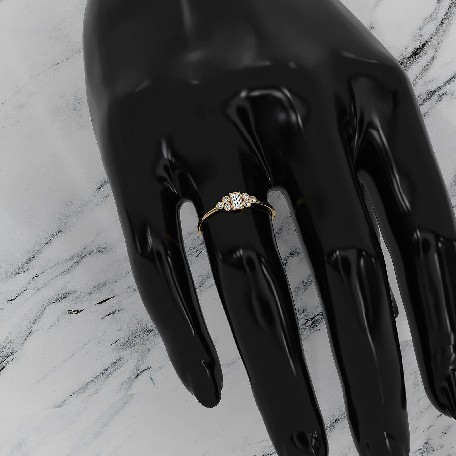 Cluster Bezel Baguette Round Lab Diamond Fashion Ring 0.27ctw.