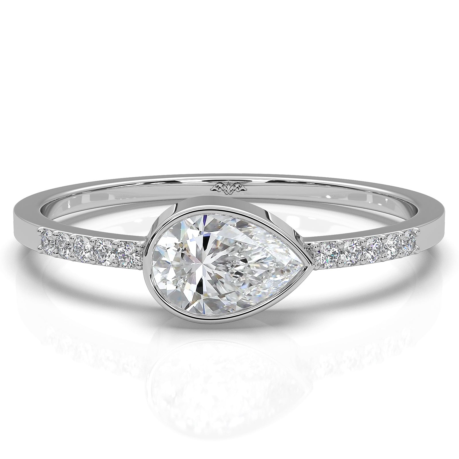 Stackable Minimal Pear Bezel Set Pear Lab Diamond Fashion Ring 0.39ctw.