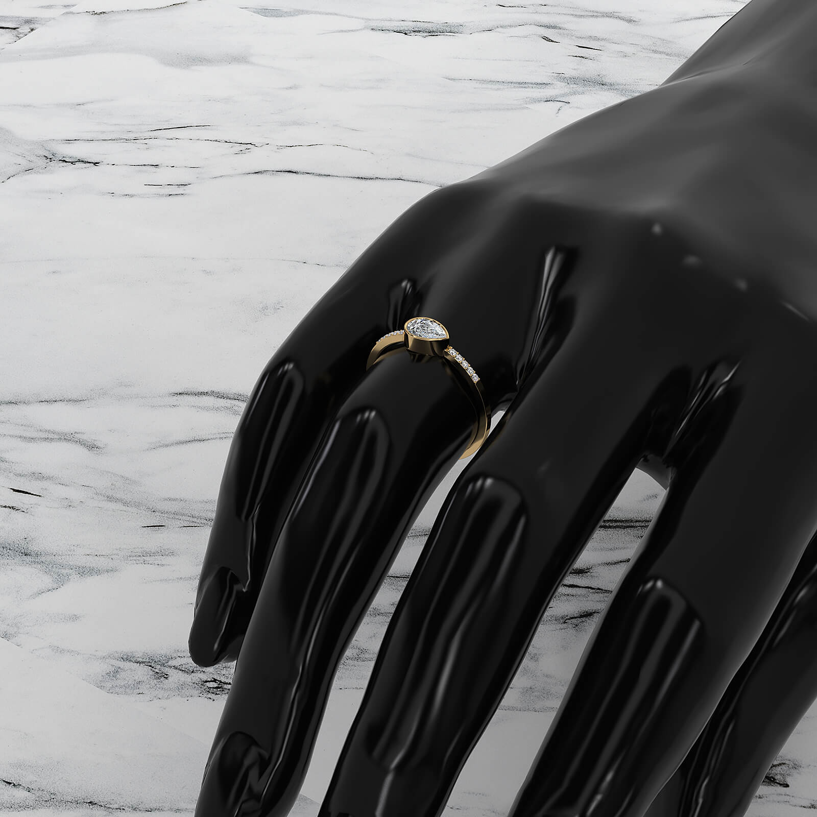 Stackable Minimal Pear Bezel Set Pear Lab Diamond Fashion Ring 0.39ctw.