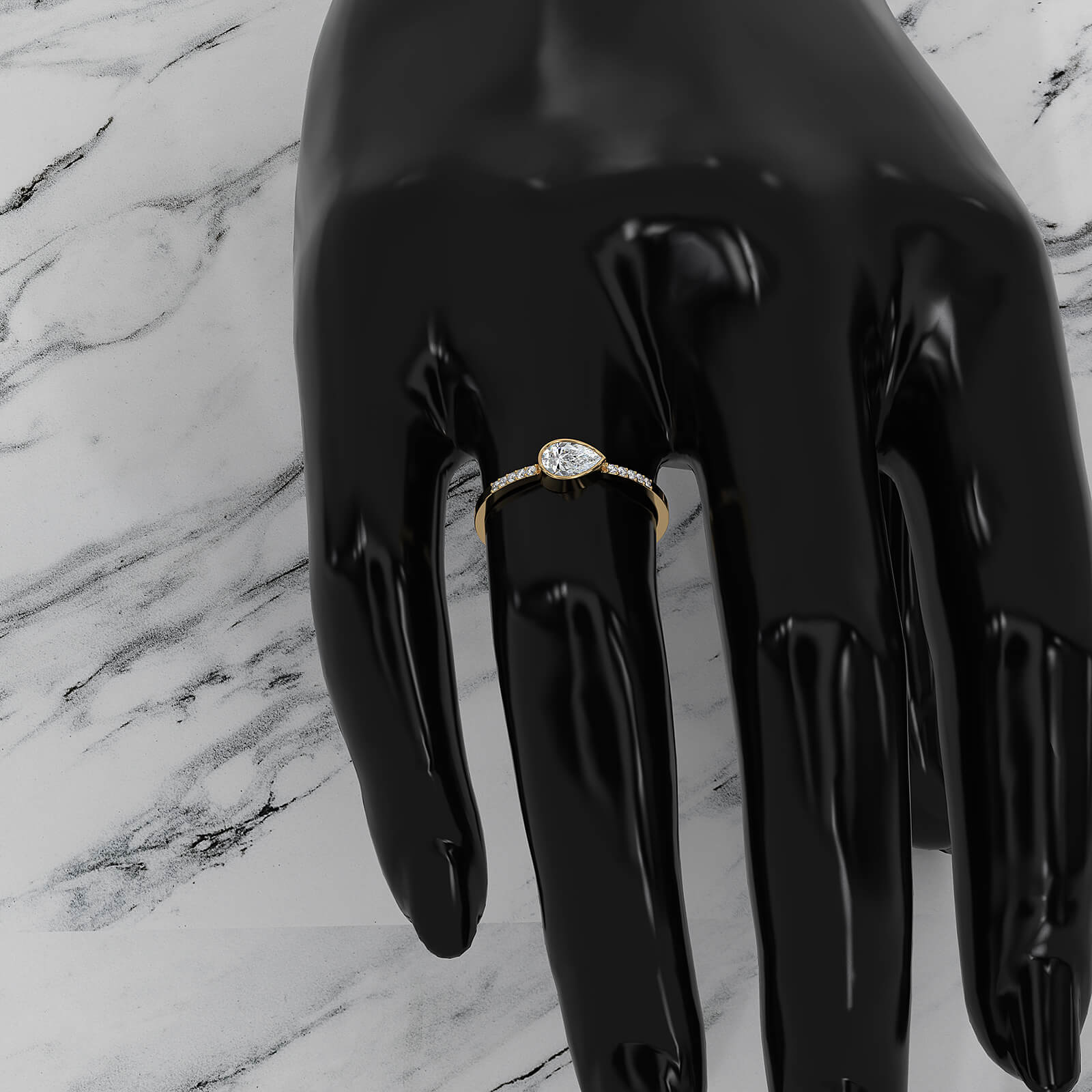 Stackable Minimal Pear Bezel Set Pear Lab Diamond Fashion Ring 0.39ctw.