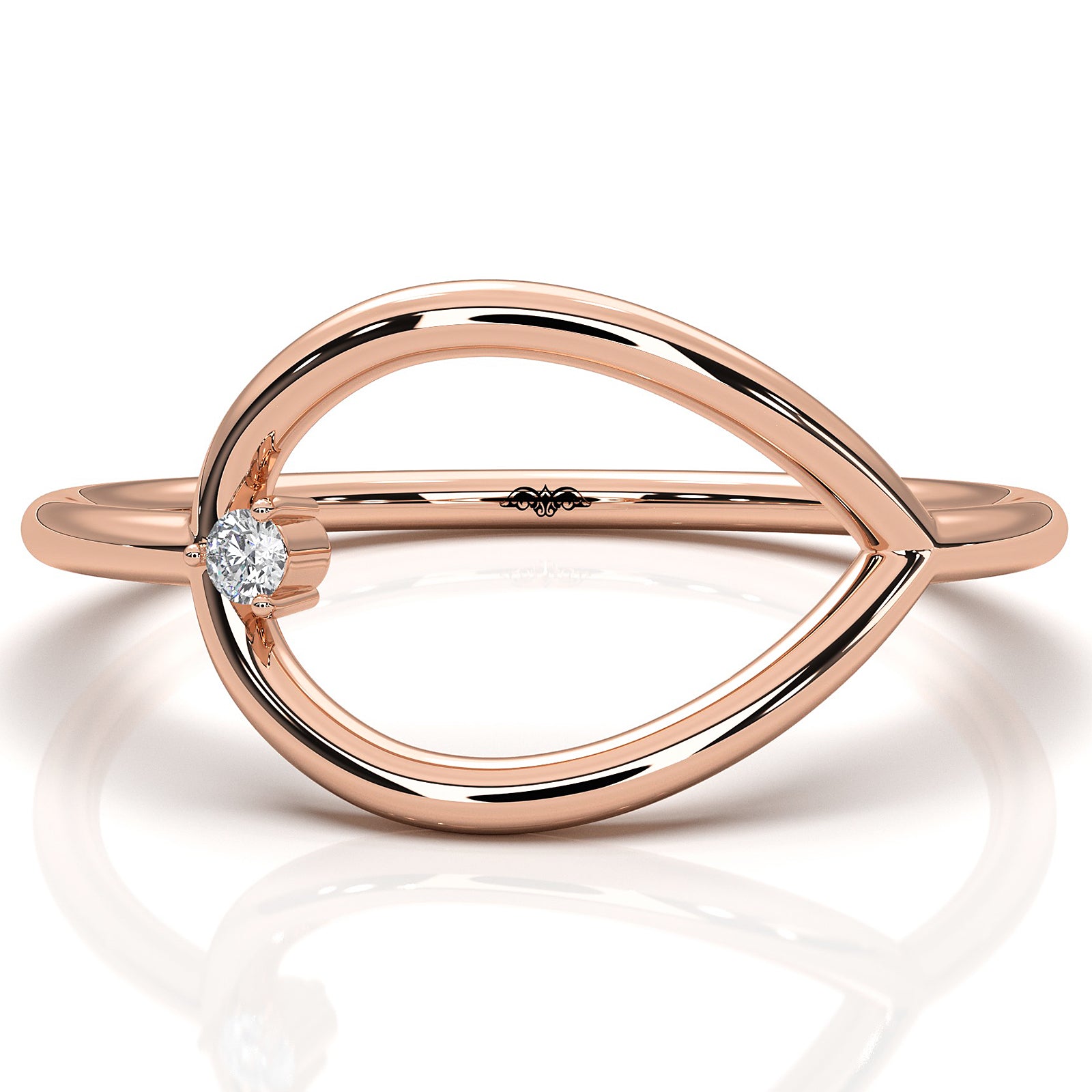 Sleek and Slim Profile Fashionable Open Round Lab Diamond Ring 0.02ctw.