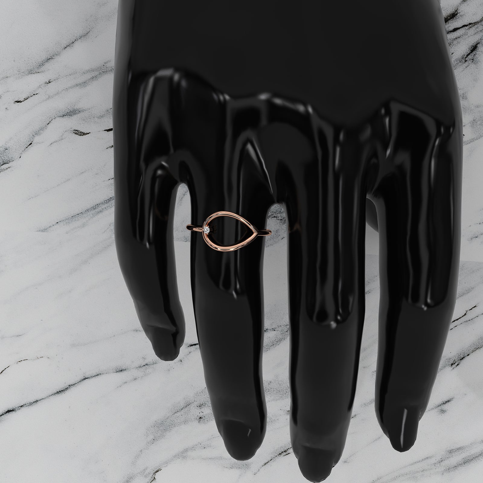 Sleek and Slim Profile Fashionable Open Round Lab Diamond Ring 0.02ctw.