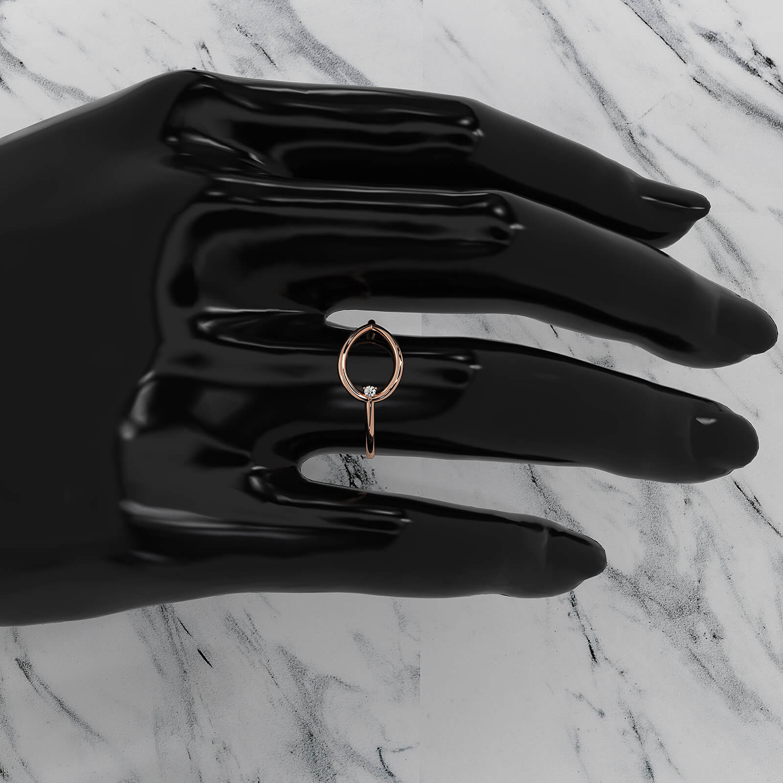 Sleek and Slim Profile Fashionable Open Round Lab Diamond Ring 0.02ctw.