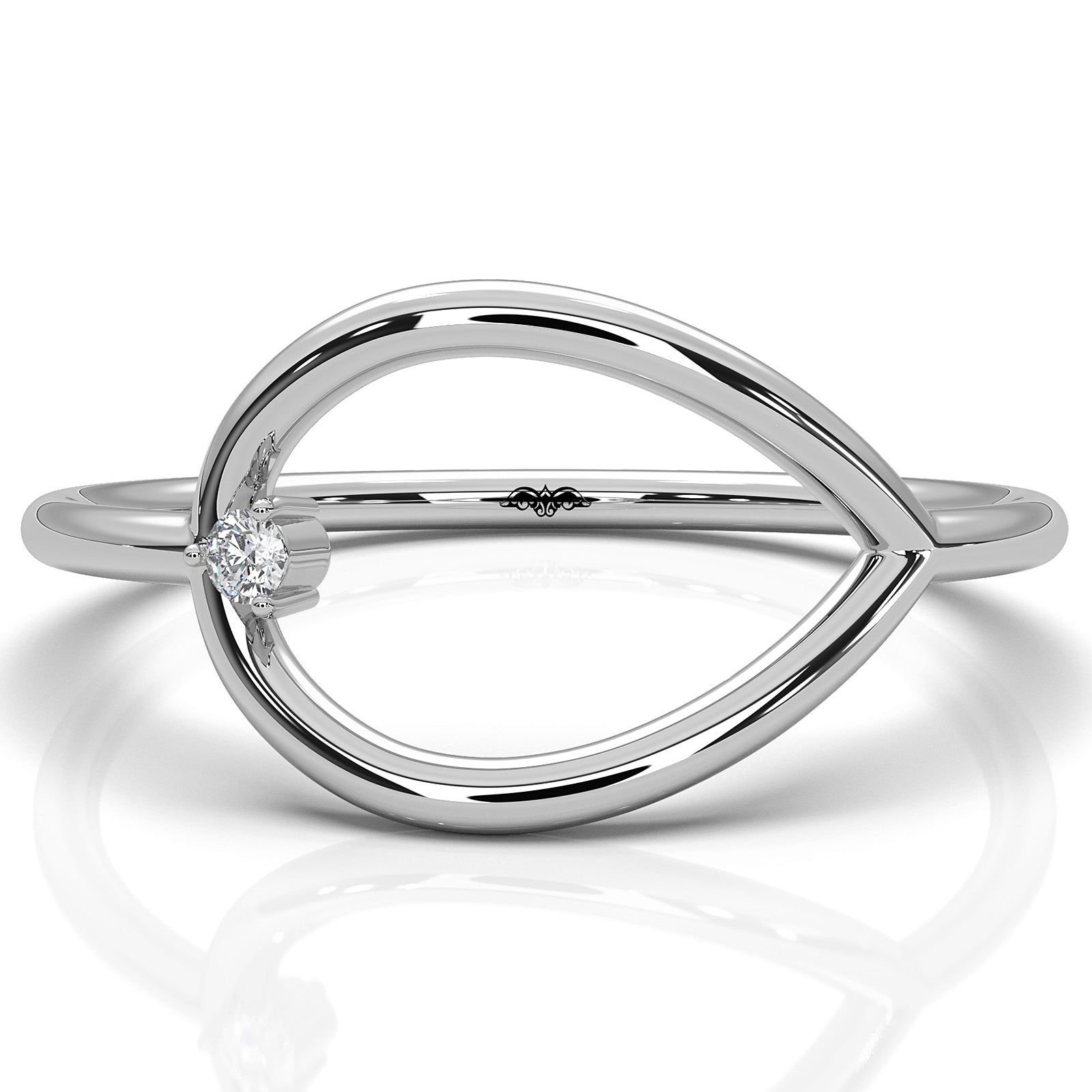 Sleek and Slim Profile Fashionable Open Round Lab Diamond Ring 0.02ctw.