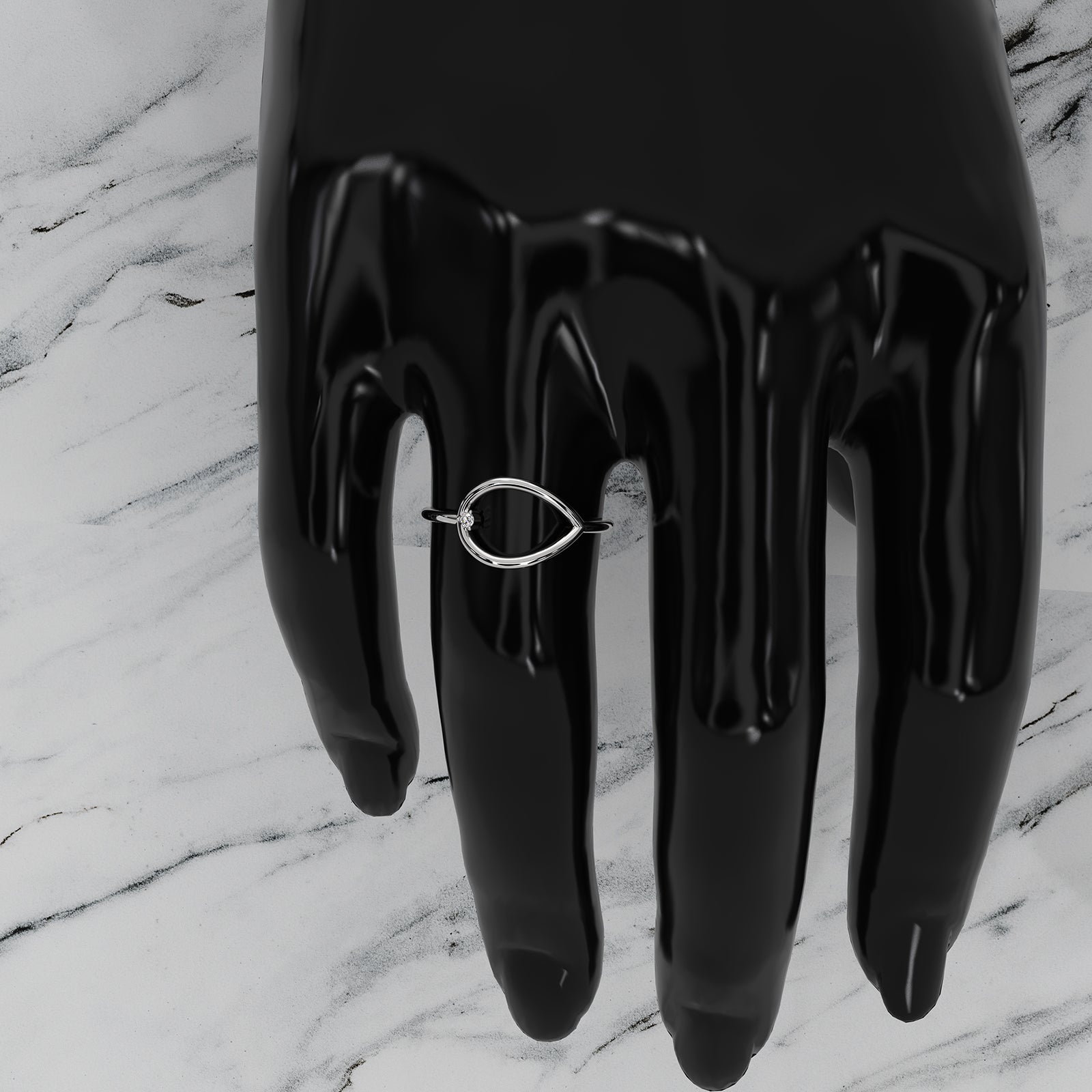 Sleek and Slim Profile Fashionable Open Round Lab Diamond Ring 0.02ctw.